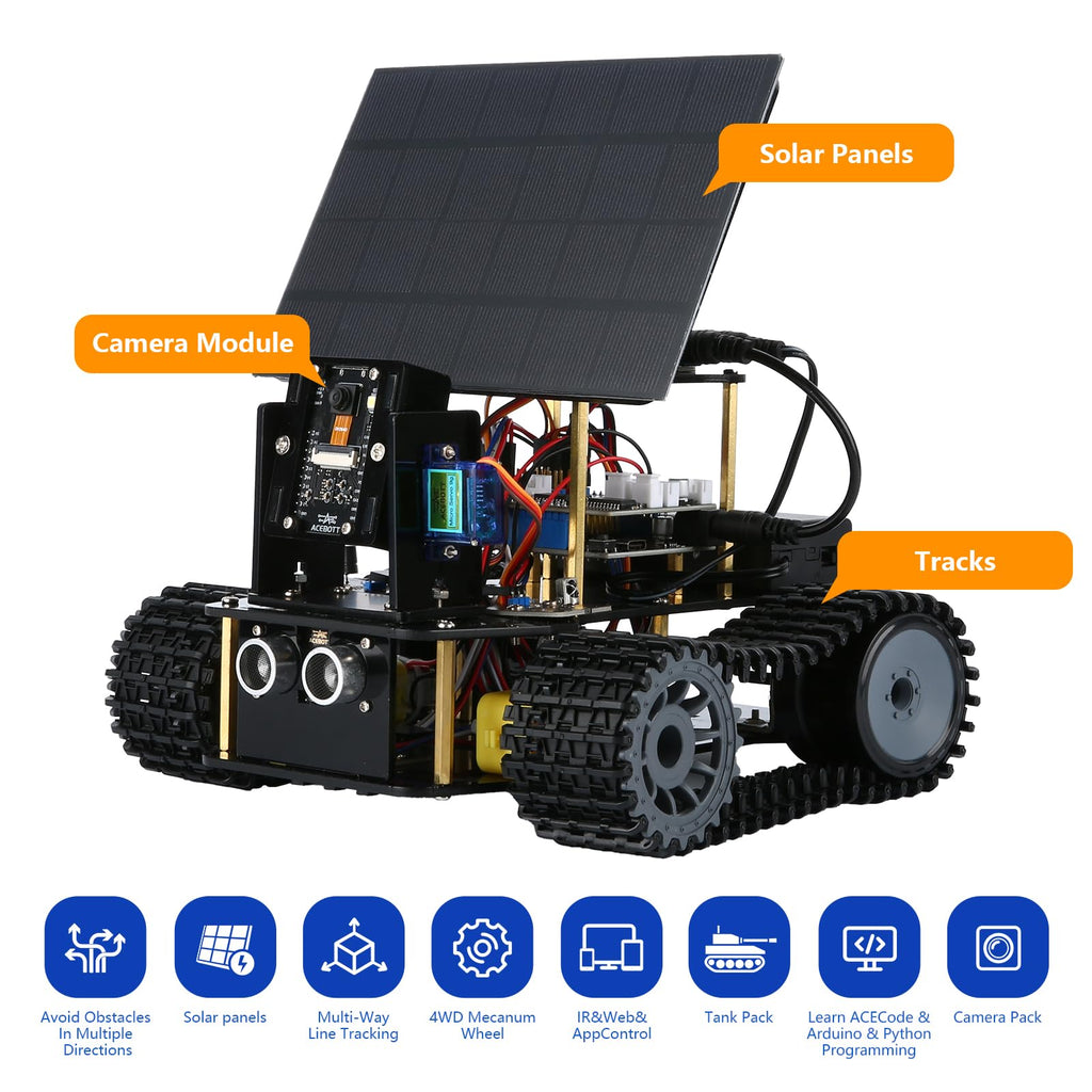 ACEBOTT Robotics for Kids Ages 8-12, Smart Robot Arm Car Kit with 5DOF, STEM Toys for Boys Age 8-12 12-16+, ESP32 Arduino/Python/Blockly Coding, App & Remote Control, STEM DIY Gift for Teens & Adults