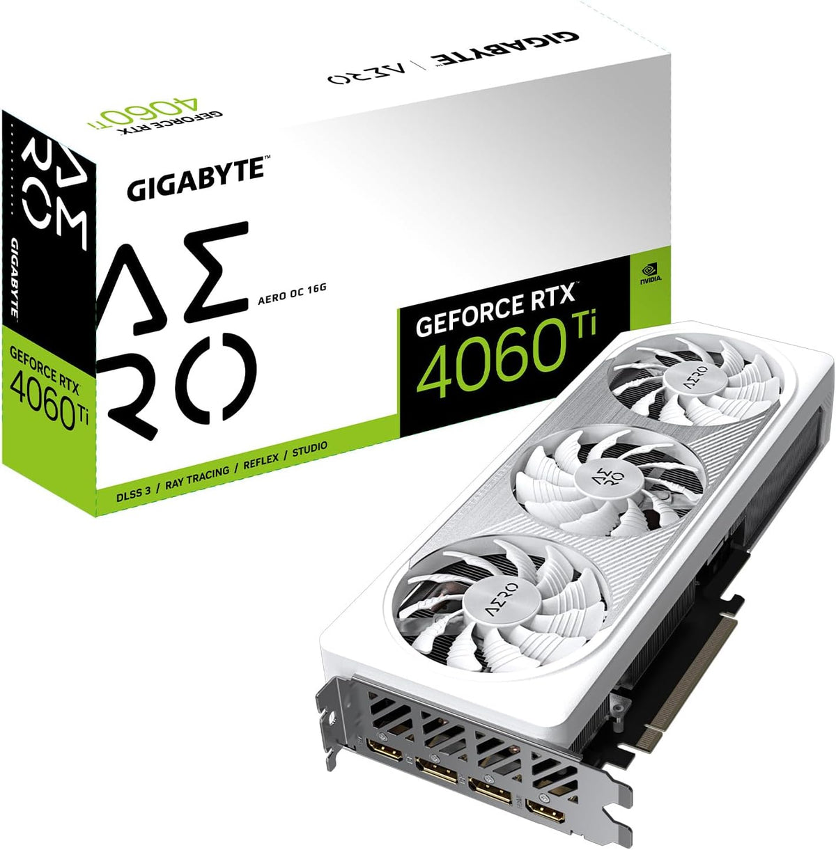 Gigabyte GeForce RTX 4060 Ti AERO OC 16G Graphics Card, 3X WINDFORCE Fans, 16GB 128-bit GDDR6, GV-N406TAERO OC-16GD Video Card