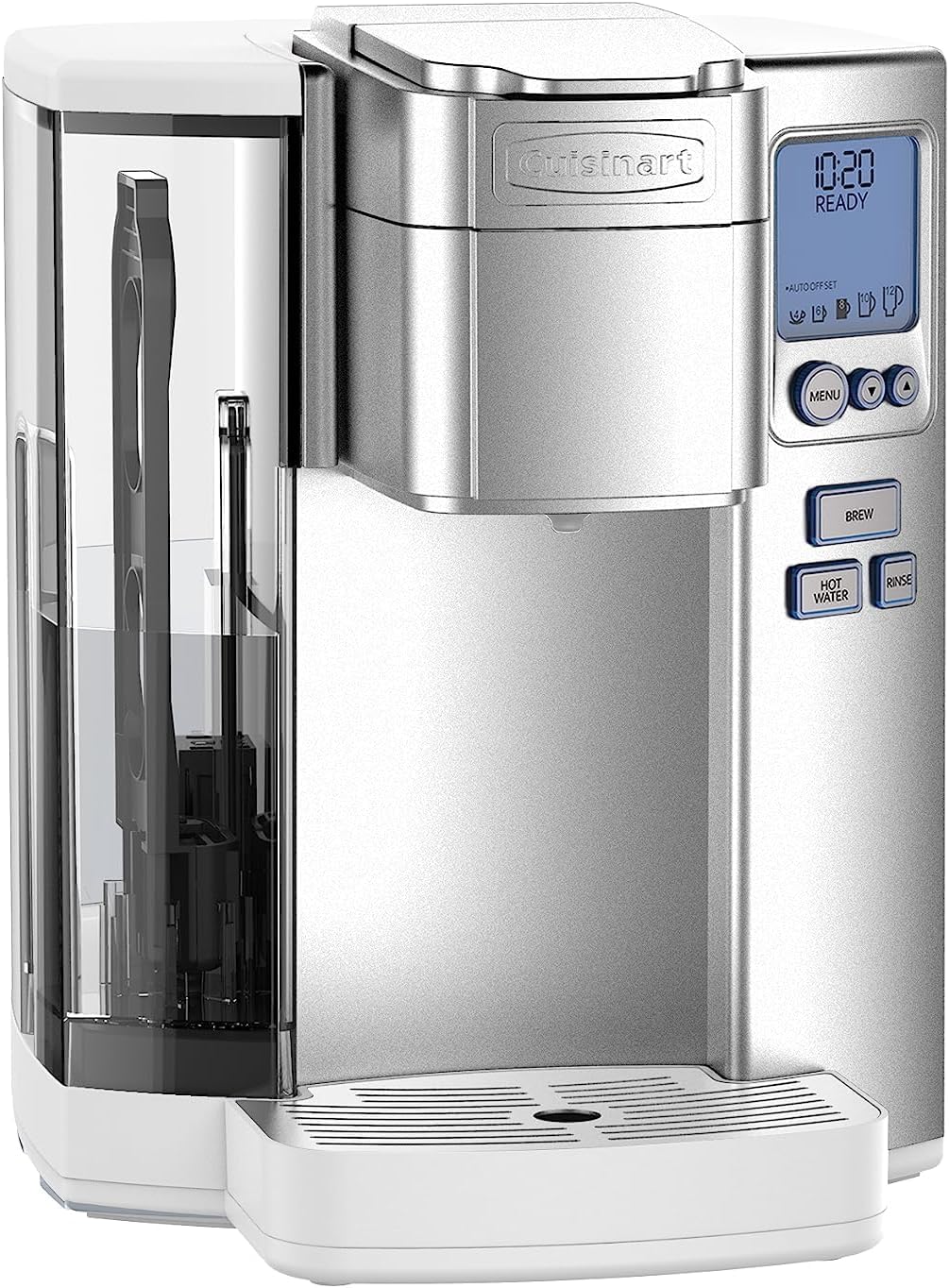 Cuisinart Coffee Maker, Single Serve 72-Ounce Reservoir Pod Coffee Machine, Programmable Brewing & Hot Water Dispenser, 5 Cup-Size Settings, Stainless Steel, SS-10P1, Silver