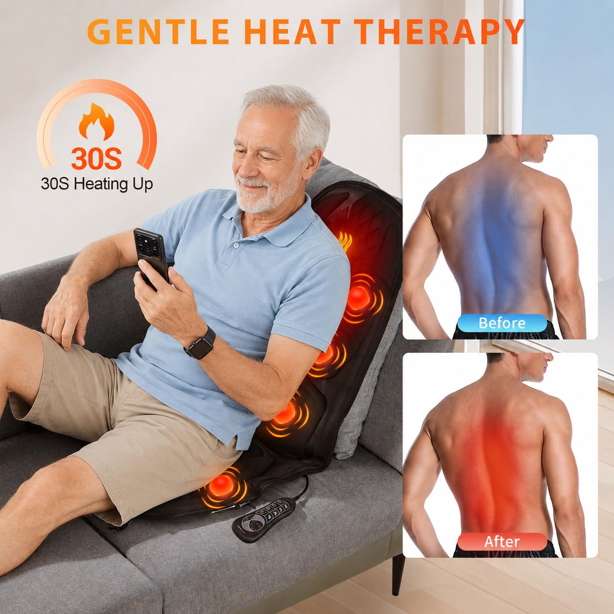 Back Massager for Chair,Massage Chair Pad Helps Relax Muscle and Relieve Pain, Using in The Office/At Home Seat Massager for Father's Day