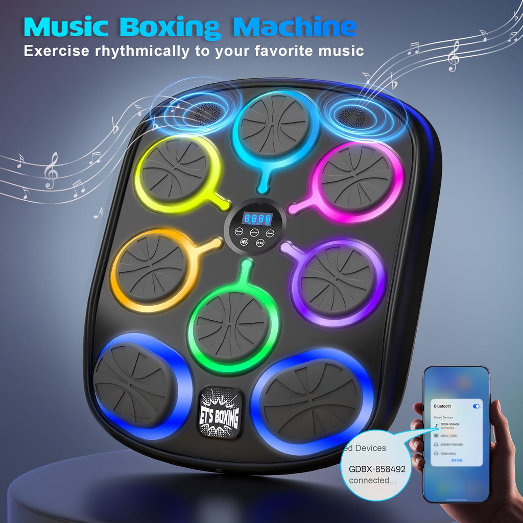 Music Boxing Machine, Smart Music Punching Machine for Adults Kids, Bluetooth Music Sync, Wall-Mounted Workout/Training Equipment with Boxing Gloves, Suitable for Home Gym Office Indoor Exercise