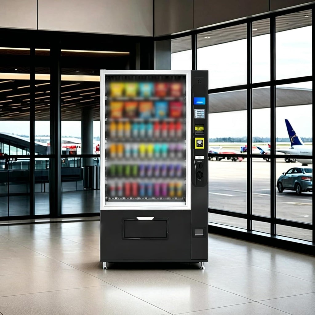Commercial Combo Vending Machine for Sale, Refrigerated Snack Drink Vending Machine Beverage Dispenser with Card Reader Touch Screen for Airport Hospital School Office