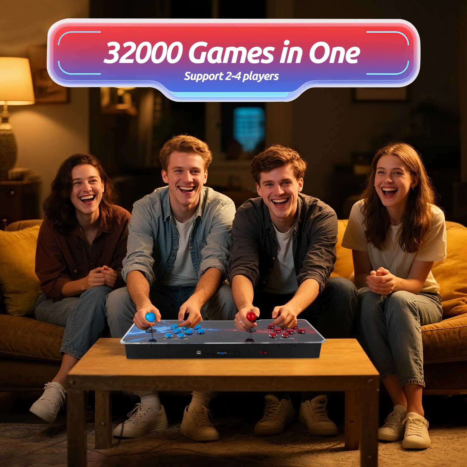 Pandora Box Arcade Console with 32000 Games in 1, 1280x720 Full HD Retro Gaming Machine for TV, Monitor, and Projector, 3D Games Support 1-4 Players, Search/Save/Hide/Pause Functions