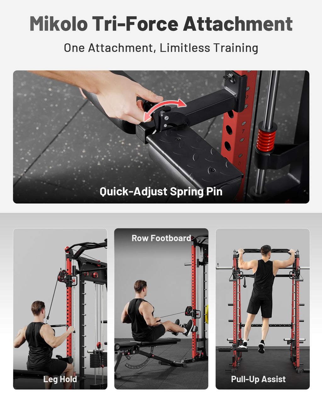Mikolo M4 2.0 Smith Machine, All-in-One Home Gym Power Cage with LAT Pulldown & Cable Crossover, Squat Rack for Full Body Workouts