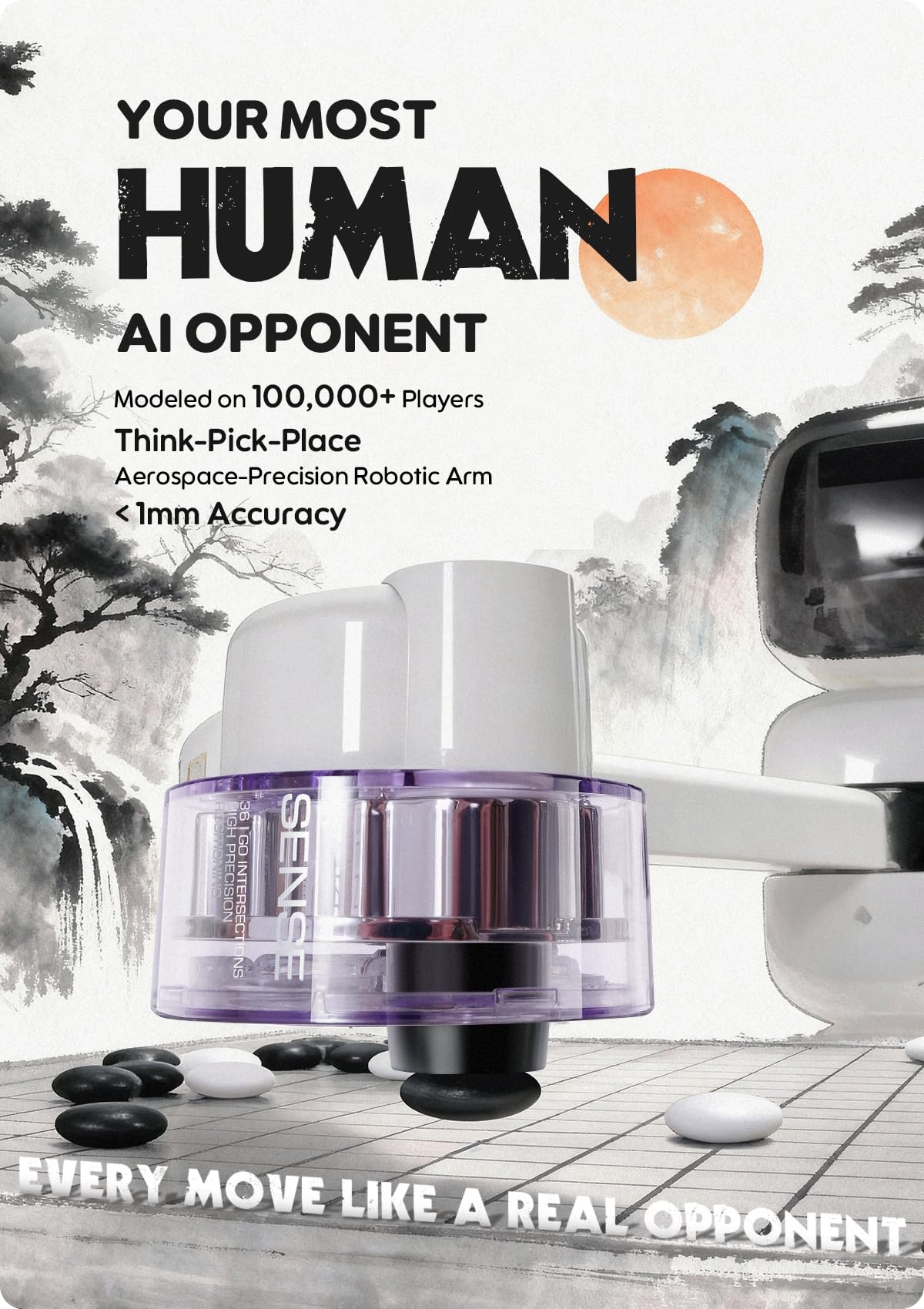 SenseRobot AI Chess Robot with Robotic Arm, Electronic Chess Board for Kids & Adults, 25 AI Levels, 1200+ Exercises, Voice Coaching, Lichess Integration, Wi-Fi OTA Updates