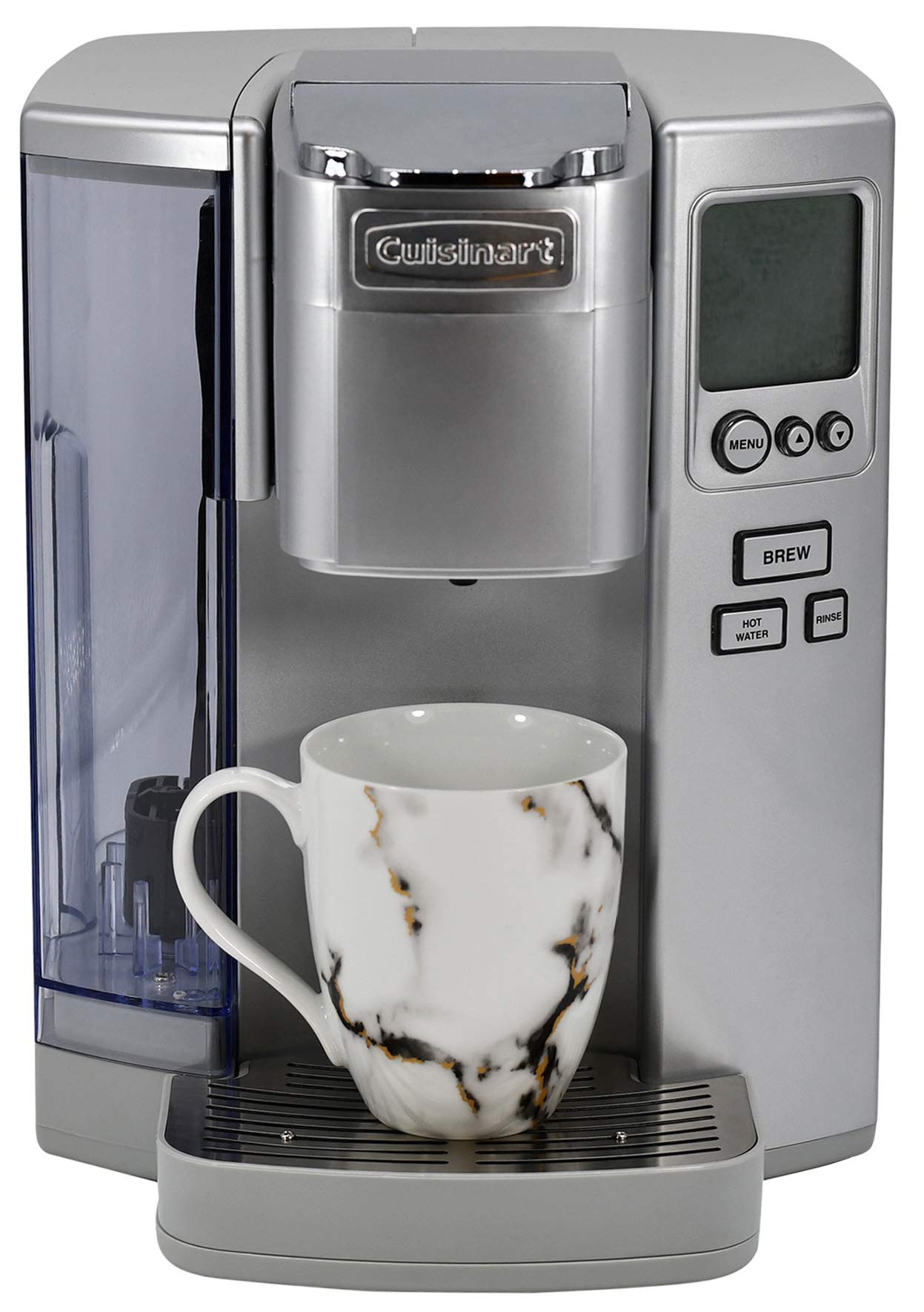Cuisinart Coffee Maker, Single Serve 72-Ounce Reservoir Pod Coffee Machine, Programmable Brewing & Hot Water Dispenser, 5 Cup-Size Settings, Stainless Steel, SS-10P1, Silver