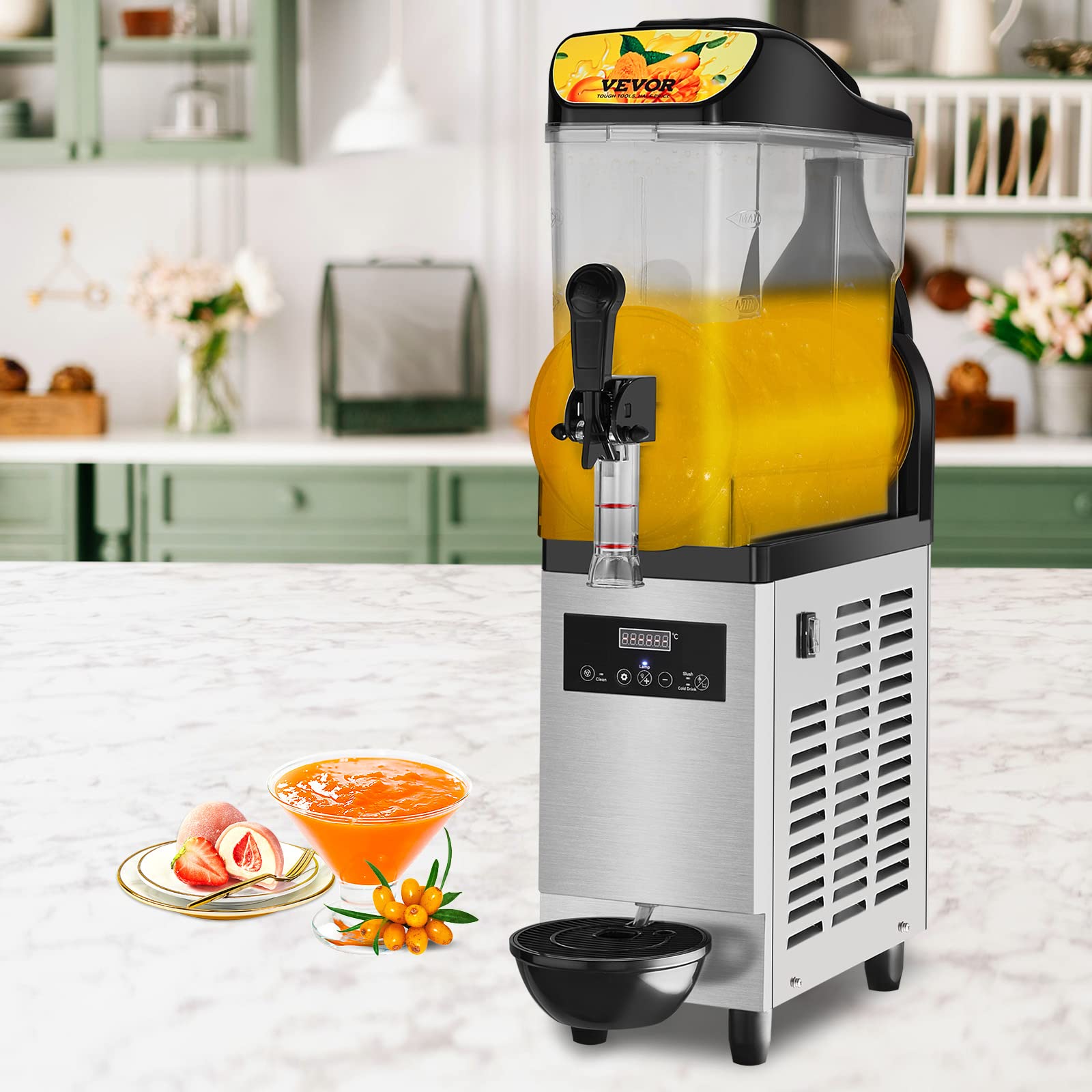 VEVOR Slushie Machine, 6L/1.6Gal Commercial Slushy Maker, Frozen Drink Maker with Self-Cleaning, Margarita Machine for Restaurants Bars Party for Slushie, Margaritas, Milkshake & More
