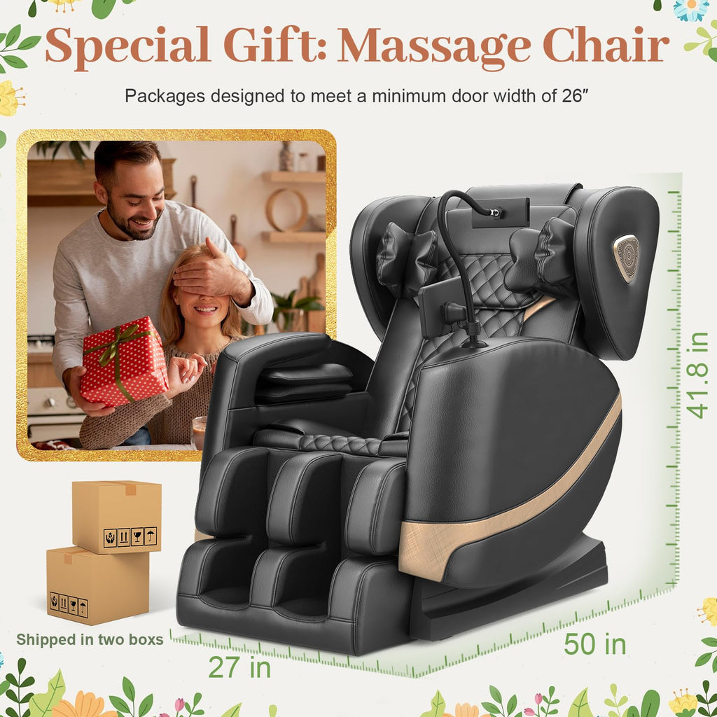 FURNIMAT 2026 Massage Chair Full Body, Zero Gravity Massage Chair with 10 Fix Rollers, Airbags, Heating, Foot Massage, Auto Modes, Bluetooth Speaker, Smart Screen Controller (Advanced Version)