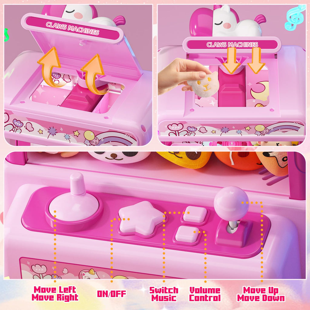 Skirfy Claws Machines for Kids Age 6+, Mini Vending Machines Girls Unicorns Toys with Sound & 20 Mini Plush Toys,Arcades Game Indoor Toy for Home Party Birthday