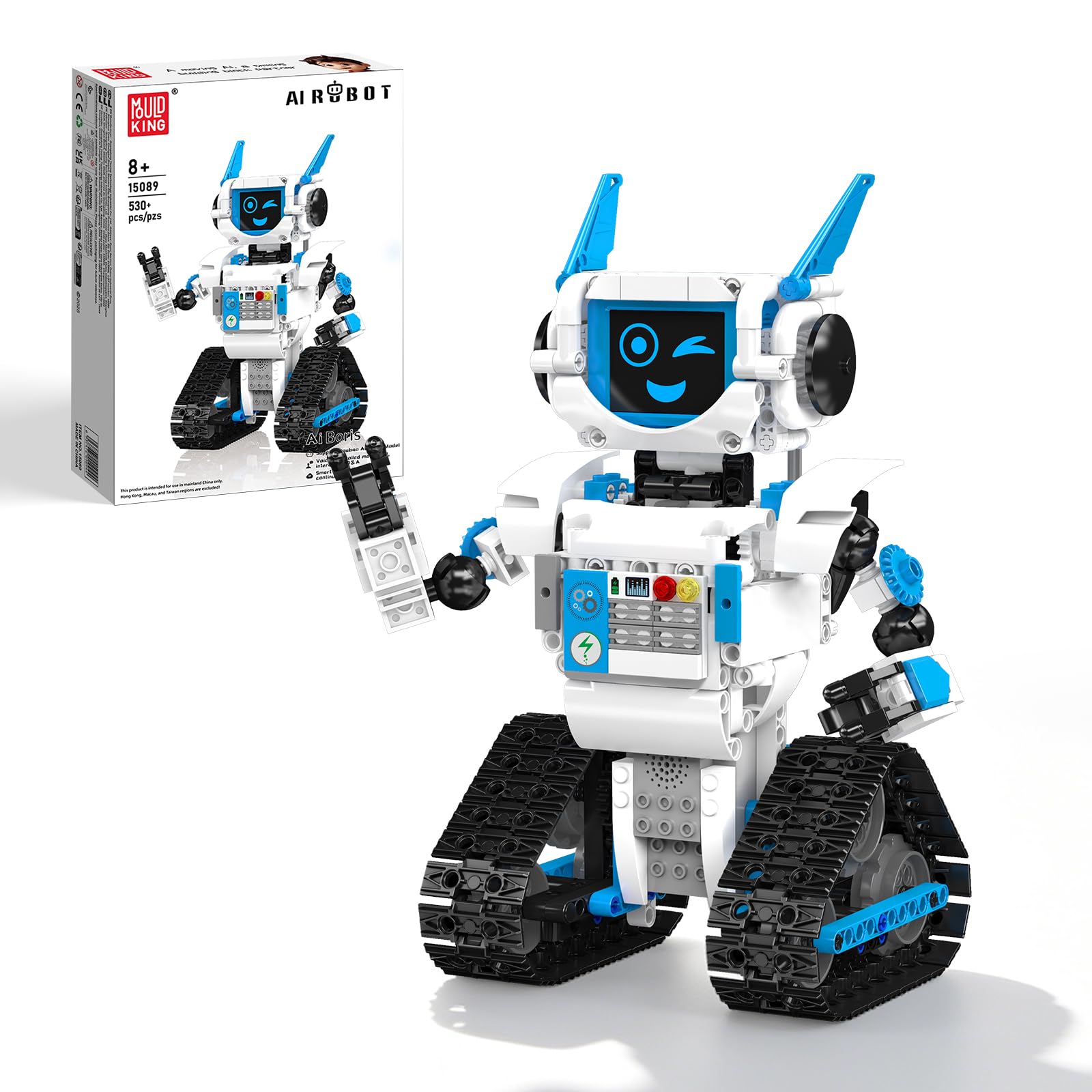 Mould King AI Robot Building Block Set, 530PCS Smart Interactive Robot with GPT Voice Control, Expressive LED Face, APP Control, STEM Educational Toy for Kids Age 8+/Adults-Red