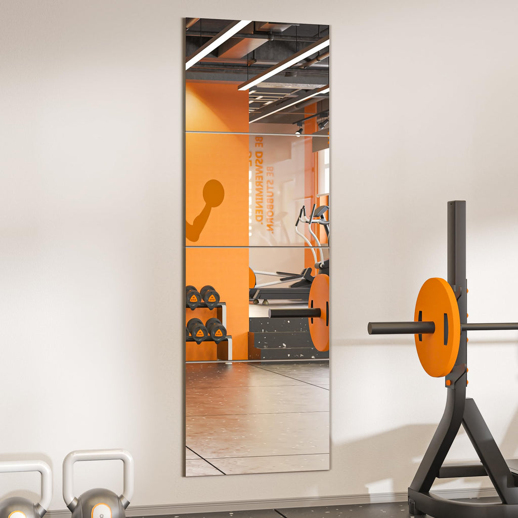 TRAHOME Wall Mirror Tiles, 16"x12"x12PCS Full Length Home Gym Mirror for Garage, Bedroom, Living Room, Over The Door