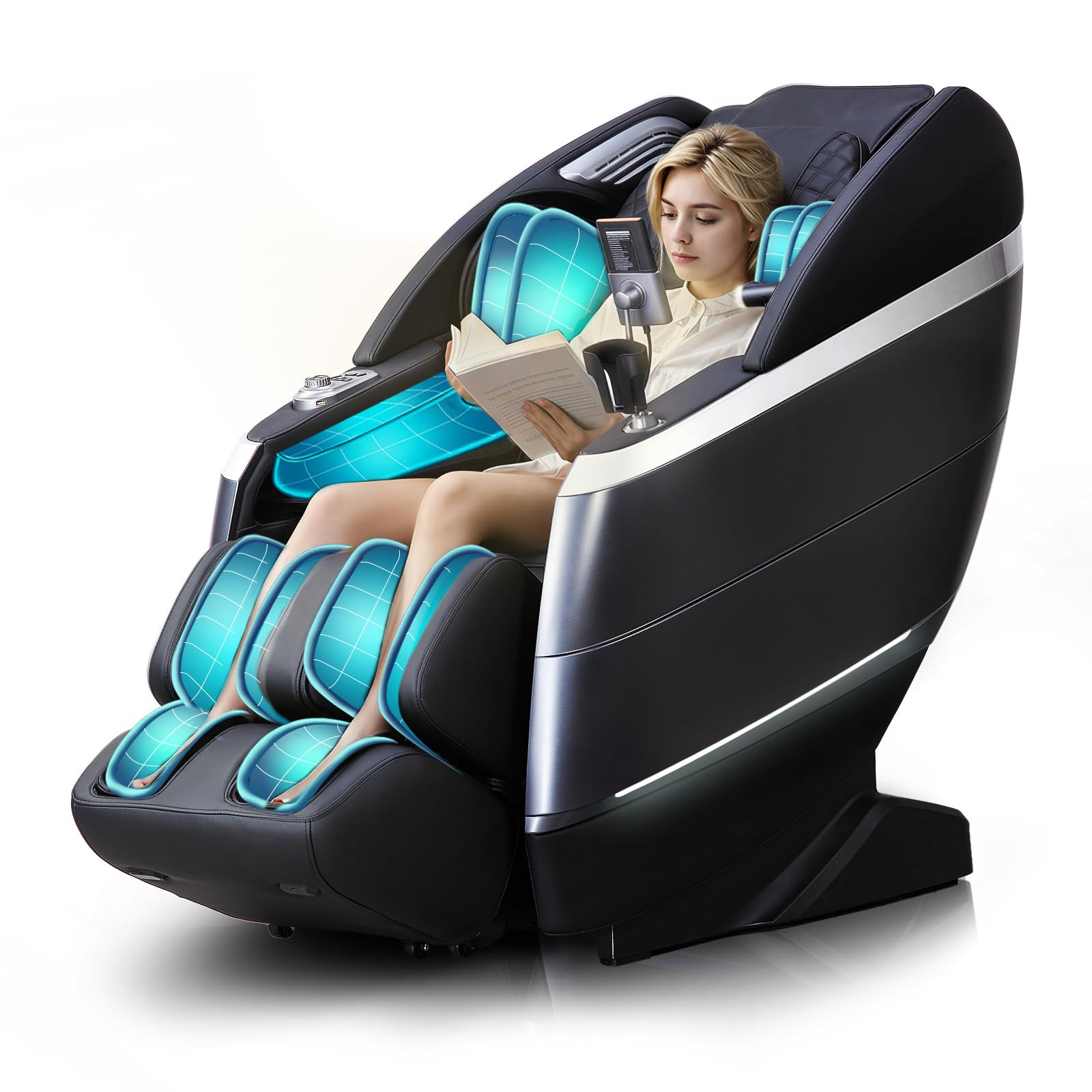 4D Full Body Massage Chair with Flexible 166° Track, Reading Light, 18 Massage Modes, 11 Techniques, 36 Airbags, Zero Gravity Recliner with Yoga Stretch and Foot Massage Beige