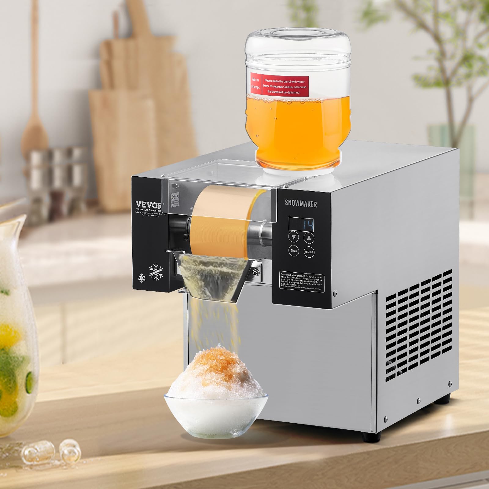VEVOR Commercial Snowflake Ice Machine, 397LBS/24H Snowflake Ice Maker, Stainless Steel Ice Shaver Machine, Electric Snow Cone Maker, Liquid Cooling System for Rapid Heat Dissipation, Ice Cream
