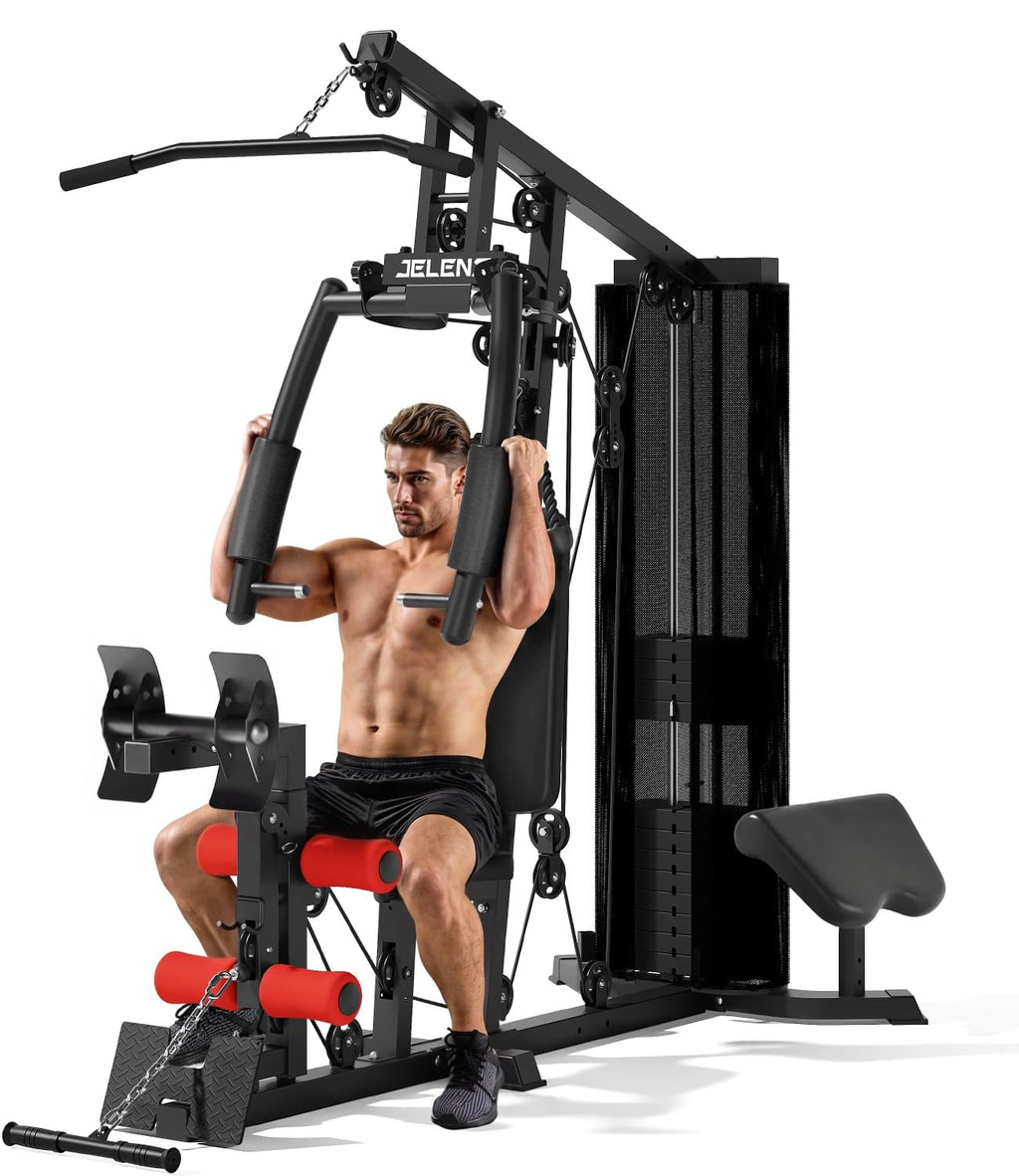 JELENS Home Gym, Multifunctional H11 Home Gym Equipment, Workout Station with 150LBS Weight Stack, Exercise Equipment with Pulley System for Full Body Training