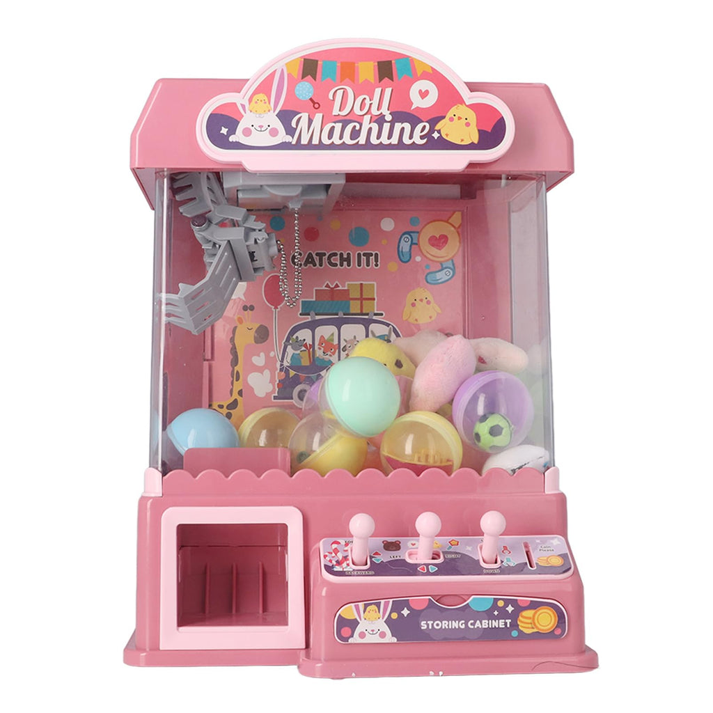 Focket Claw Machine for Kids, Mini Claw Game with Cool Light Music Animal Vending Machine, Doll Grabber Toy with 10 Dolls 20 10 Eggshells for Party Birthday Easter for Boys (Pink)