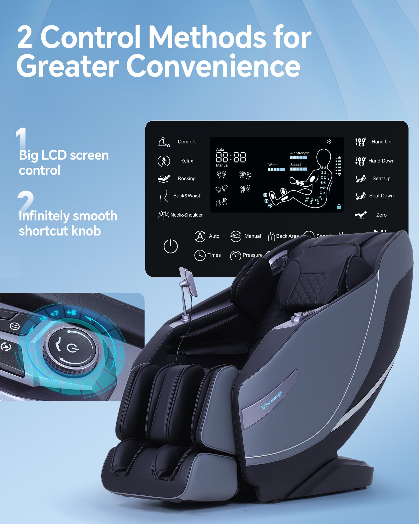 Massage Chair Full Body Zero Gravity, 3D ‌SL-Track Shiatsu Massage with Unique Rocking Sleep Mode, Upgraded Calf & Knee Massage (+11cm) for Tall People, Wireless Charging &Touch Screen,Black
