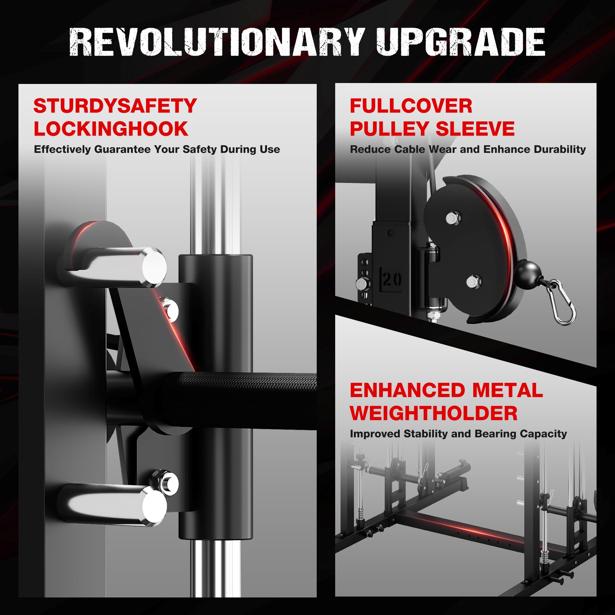 JELENS M21 Smith Machine, Multi-Function Power Cage with Dual Pulley Cable Crossover System, 2000LBS All-in-One Squat Rack with Smith Bar and Attachments for Home Gym