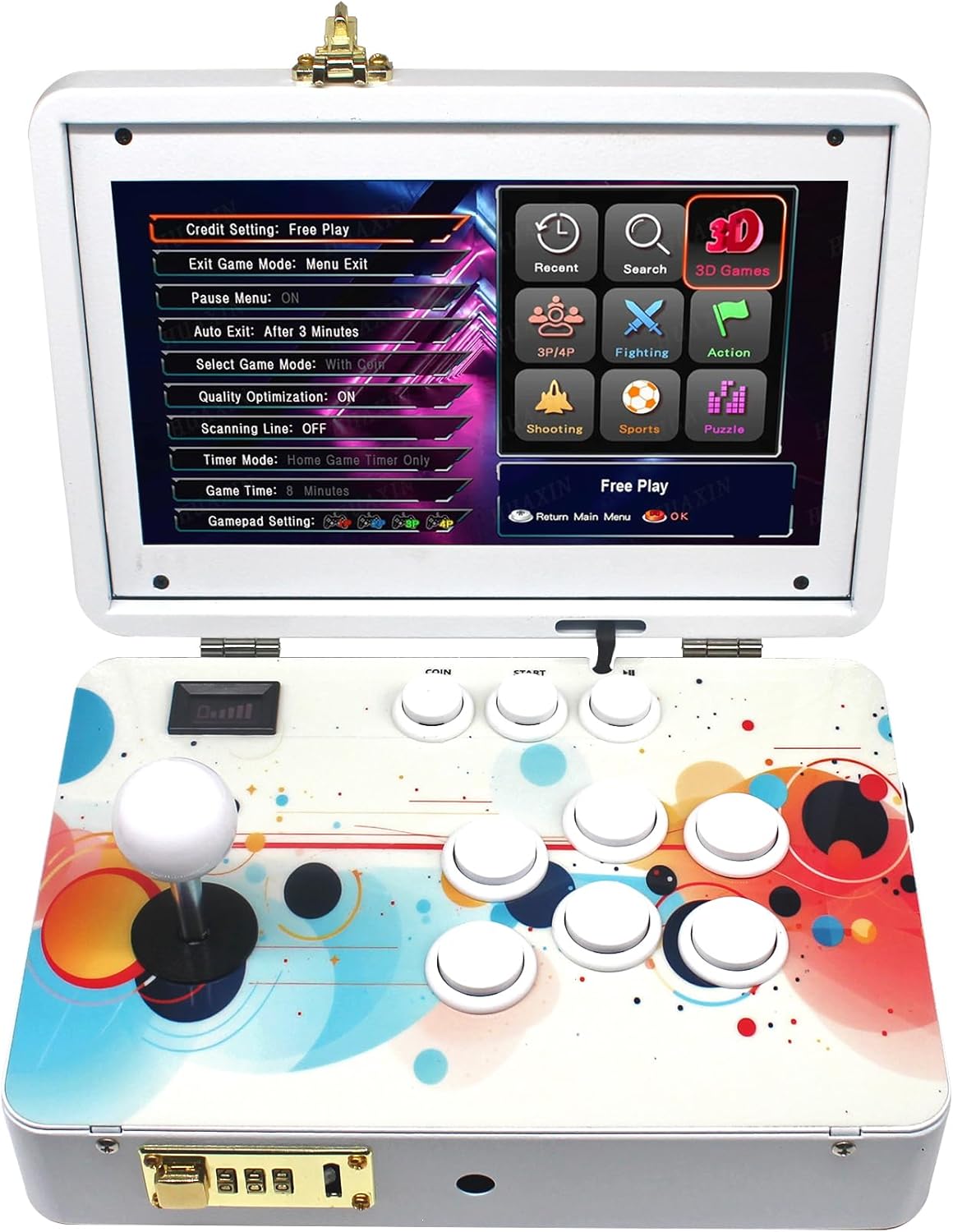 9800 in 1 Hand-held Portable Arcade Game Console 10.1-inch HD Screen Dual Players 3D Retro Electronic Metal Box, Retro Video Game Machine Search/Hide/Pause Games