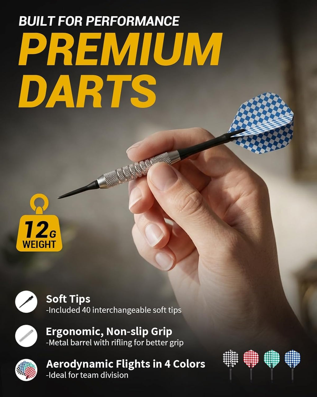 WIN.MAX Electronic Dart Board, Soft Tip Dartboard Cabinet Set for Adults, LED Scoring Dartboard with 38 Games & 211 Variants, Up to 16 Players, 12 Darts+40 Tips, Wall Mount for Bar Game Room Man Cave