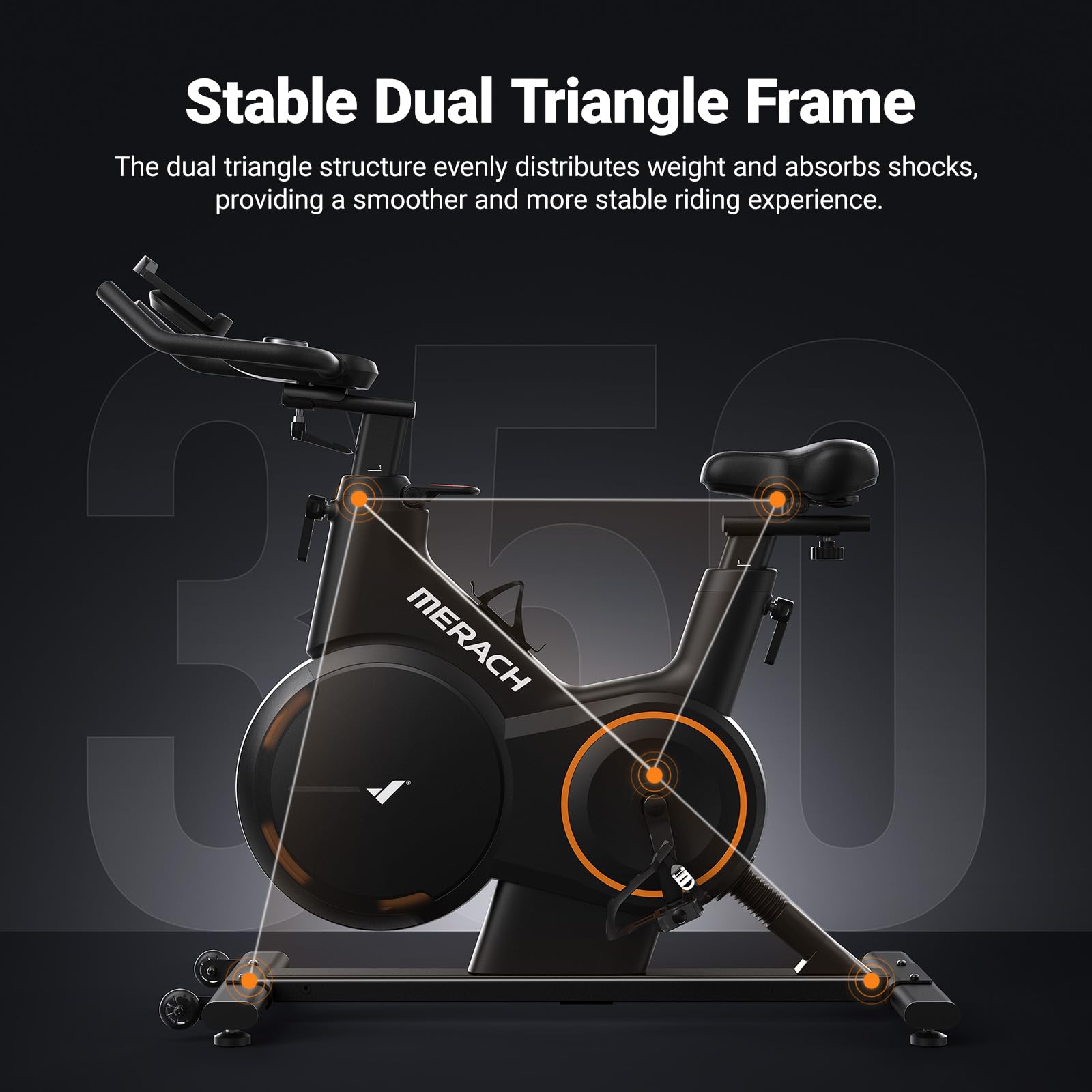 Merach Magnetic Exercise Bike, Heavy Duty Stationary Bike with Automated Resistance, 300 350 Lbs Weight Capacity, Low Noise Indoor Workout Bike for Home Gym with Self-Developed App