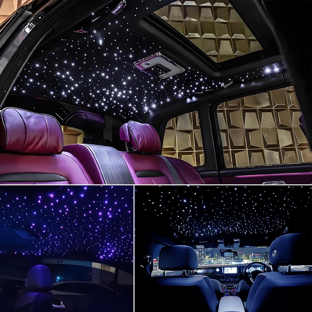 AKEPO Shooting Star+Twinkle Fiber Optic Lights Kit, Car Home Use Meteor APP Control Music Activated Star Ceiling Sky Light, RGBW Light Engine+Mixed Diameter Fibers 460pcs of 9.8ft/3m+Remote