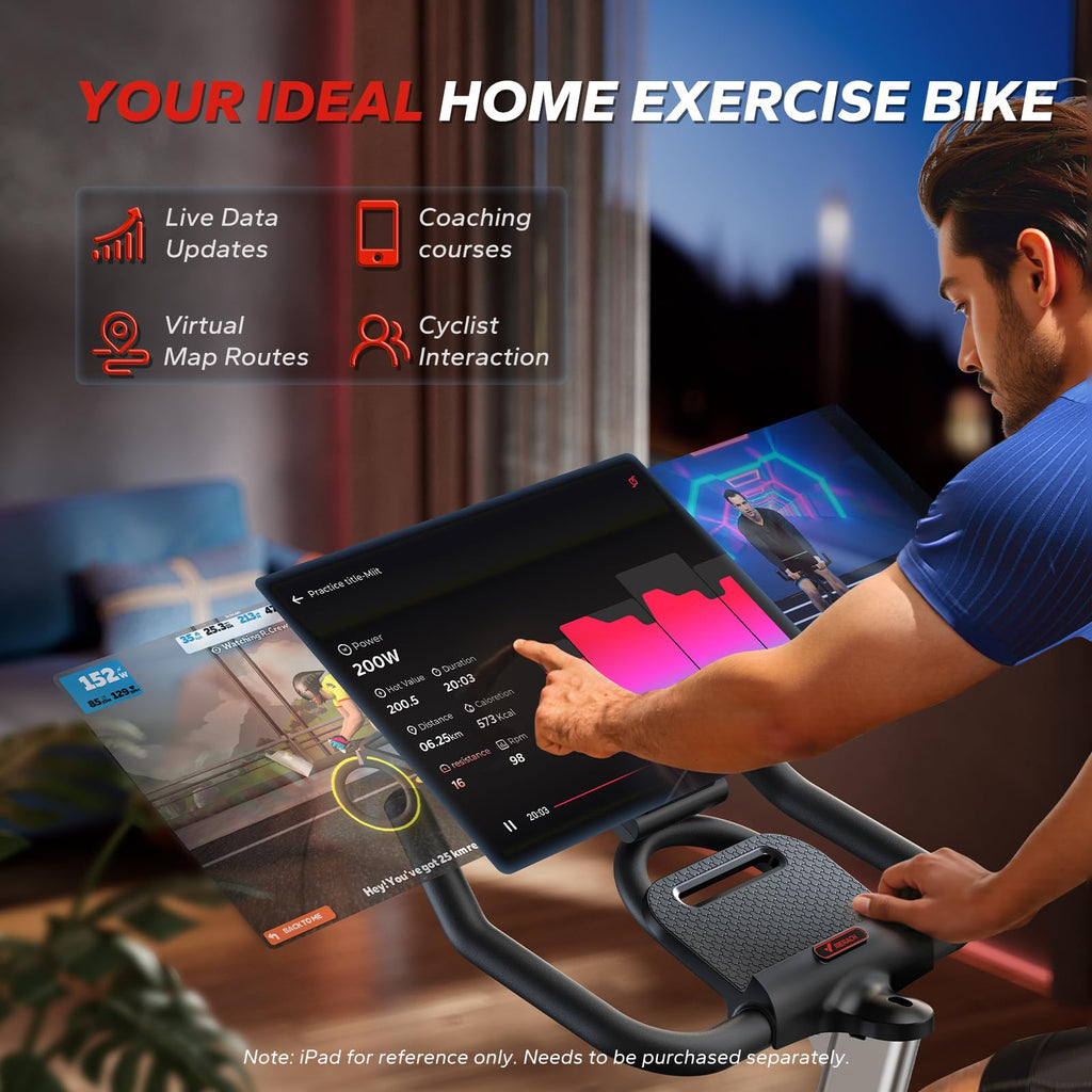 Merach Magnetic Exercise Bike, Heavy Duty Stationary Bike with Automated Resistance, 300 350 Lbs Weight Capacity, Low Noise Indoor Workout Bike for Home Gym with Self-Developed App