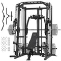 SPART Workout Station Angled Smith Machine with Bench,Cage System-Home Gym Multifunction Rack,Workout Equipment with Smith Bar, LAT Pull-Down Systems, Cable Crossover Machine and Cable Attachment
