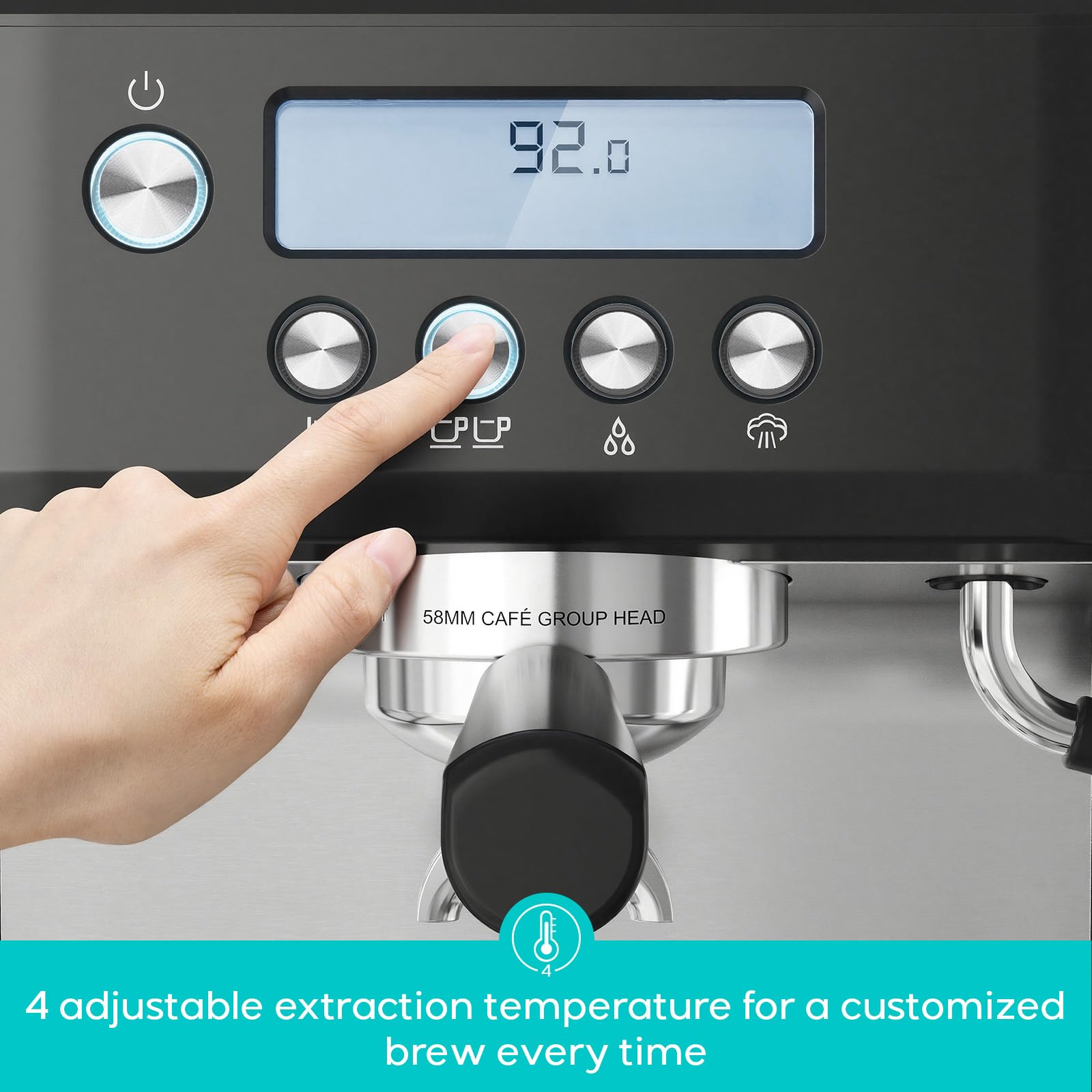 CASABREWS Ultra Espresso Machine with LCD Display, 20 Bar Espresso Maker with Powerful Milk Frother, Customizable Brewing Temperature, Barista-Level Latte and Cappuccino Machine for Home, Silver