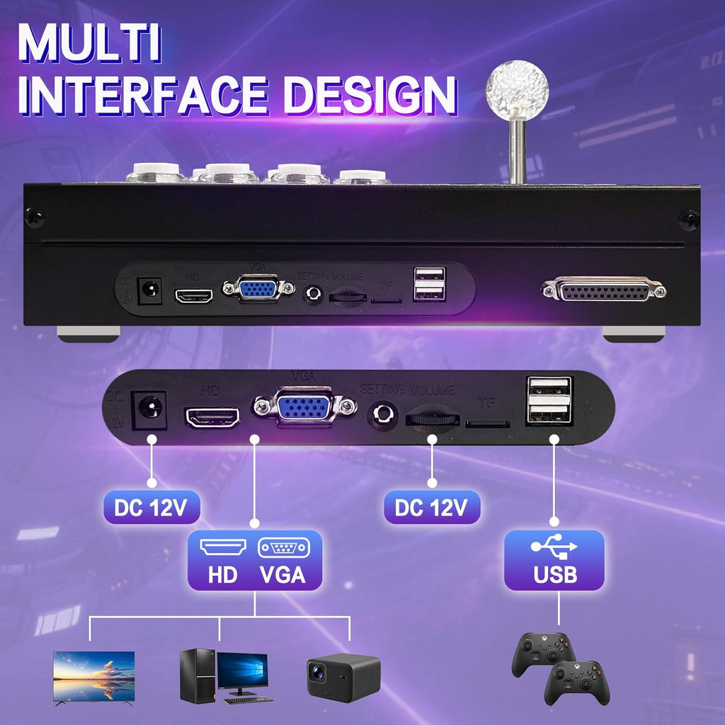 substaN Newly Upgrade 3D Arcade Games Console Built-in 30000+ Classic Games, 20+ Simulators, Two Separate Consoles, 1280x720 HD Retro Gaming Machine for 4K TV & Projector & PC, Supports 1-4 Players