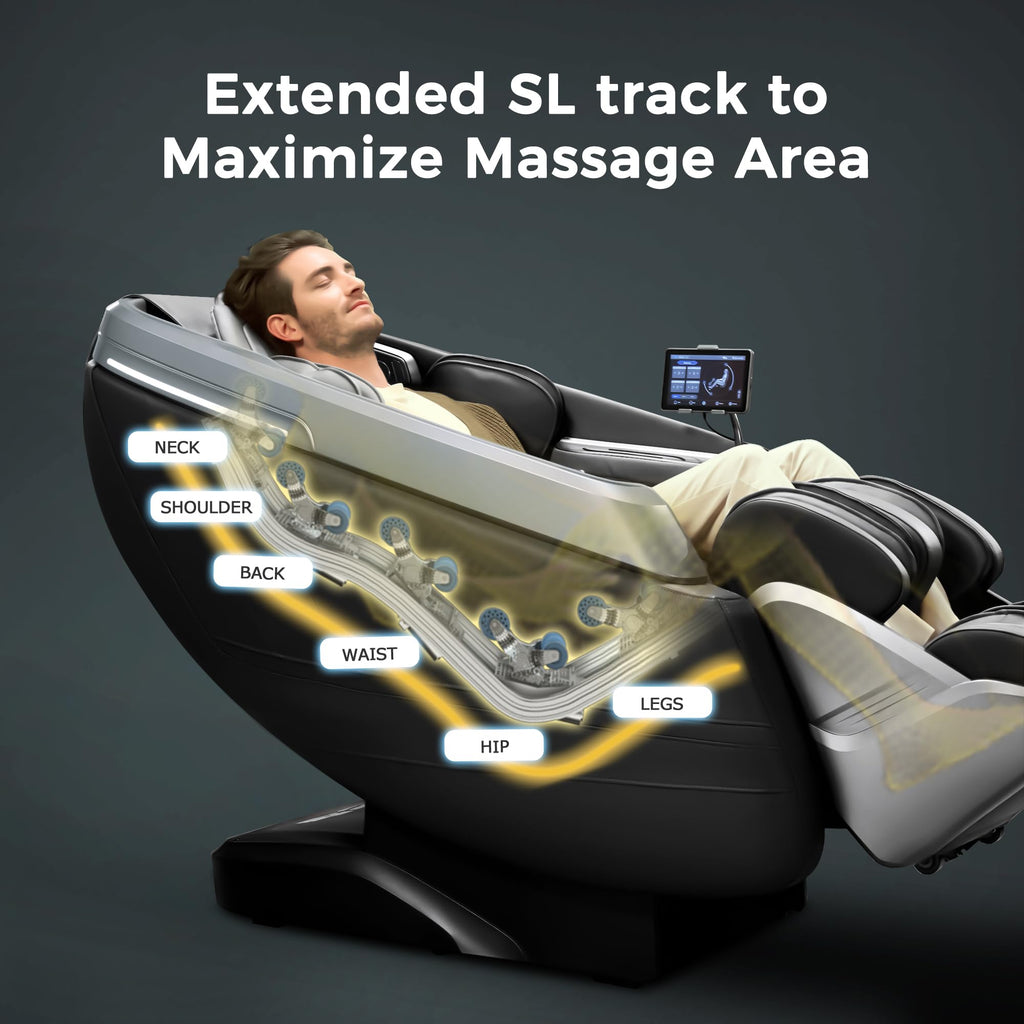 iBooMas True 4D Massage Chair, Deep Tissue Full Body Massage Chair with Adjustable 4D Pressure, AI Body Scan, 55" SL Track, Zero Gravity Recliner, Powered Leg Extension, 3-Level Heat, Black