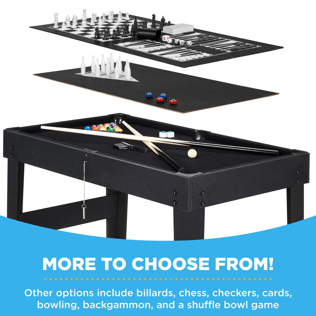 Best Choice Products 2x4ft Combo Game Table Set for Home, Game Room, Friends & Family w/Hockey, Foosball, Pool, Shuffleboard, Ping Pong, Chess, Checkers, Bowling, and Backgammon