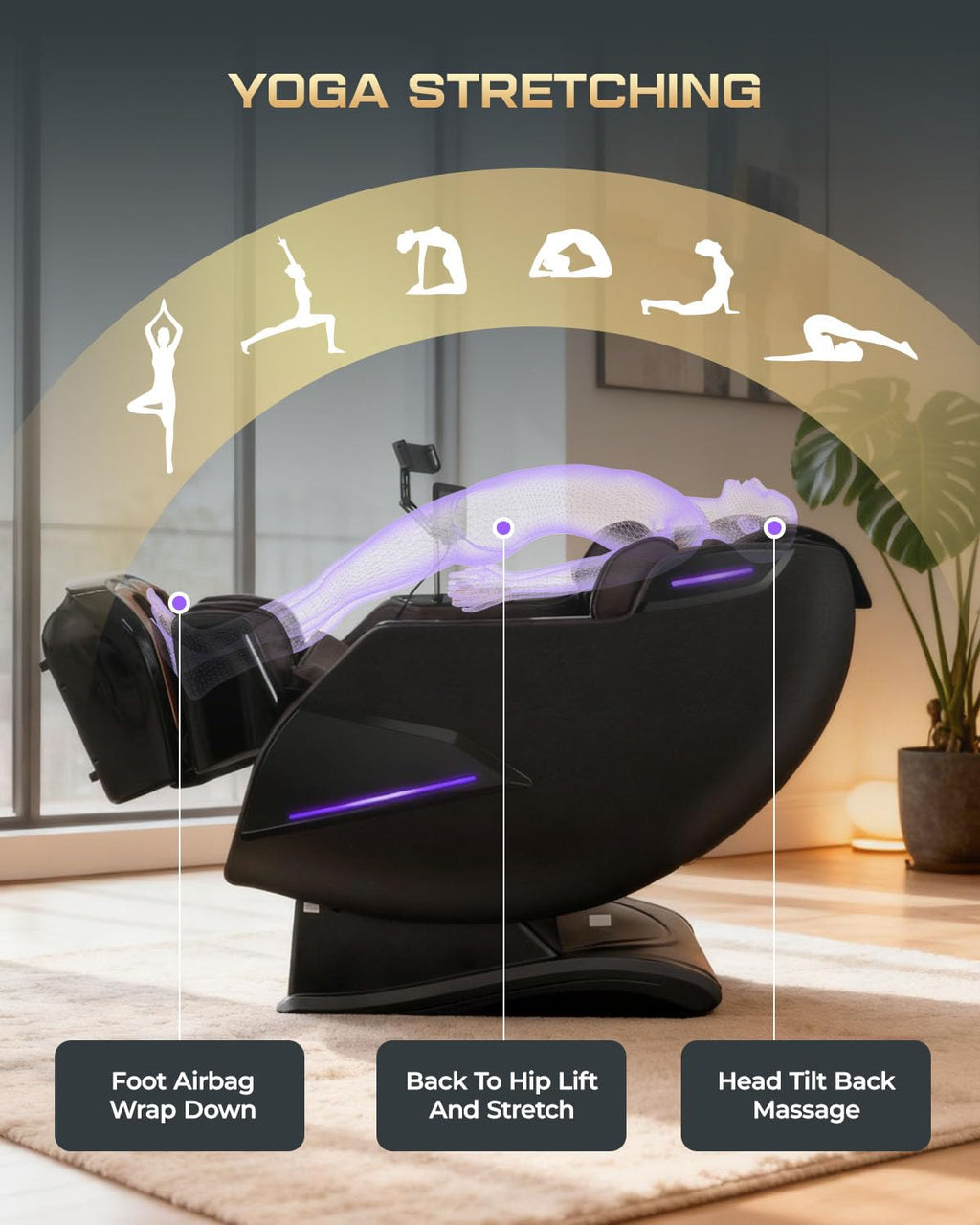 4D Massage Chairs Full Body,Zero Gravity SL-Track Shiatsu Massage Chair Recliner,Core Heating,20 Massage Techniques,Deep Yoga Stretch,Foot Rollers, Ai Voice,Touch Screen,Wireless Charging