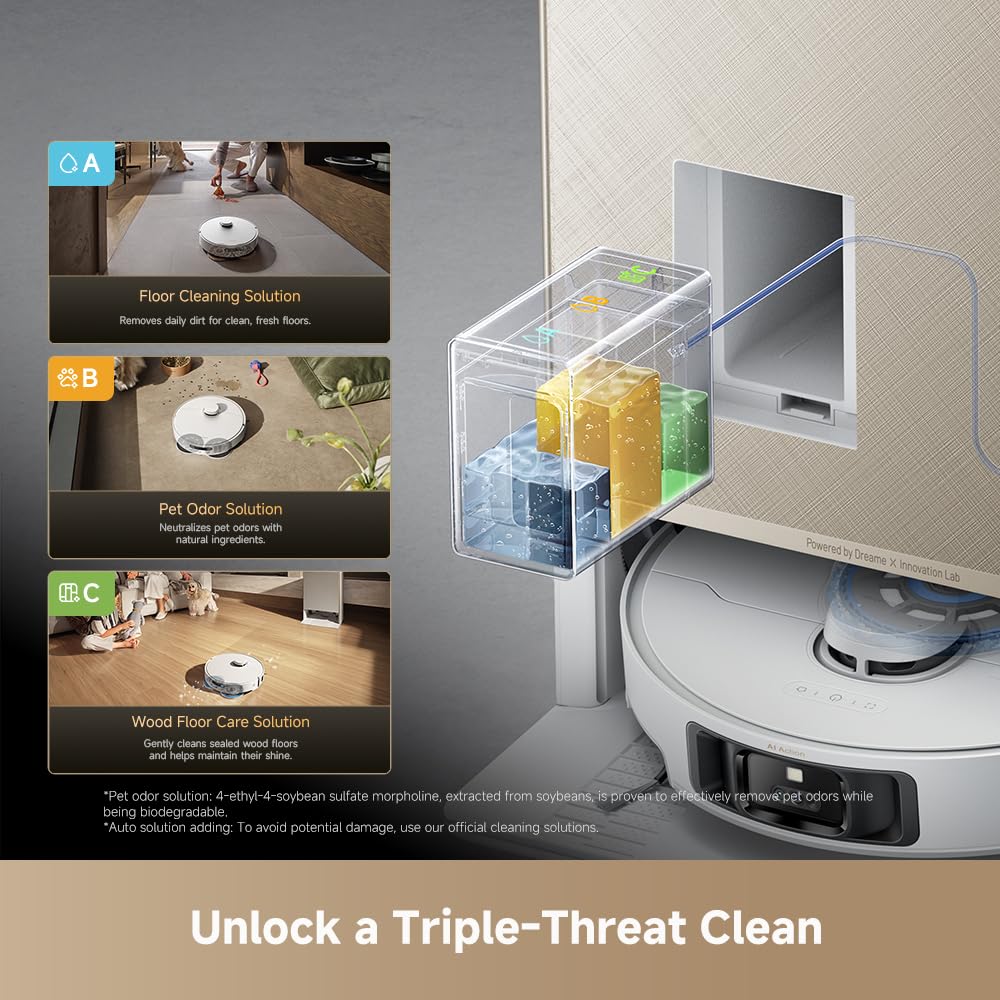 DREAME Matrix10 Ultra Robot Vacuum and Mop, Multi-Mop Switching, 3.14inch Obstacle Clearing, 30,000Pa Suction, Self Empty&Refill, Self-Cleaning, 100% Detangling, 240+ Obstacle Avoidance, Voice Control