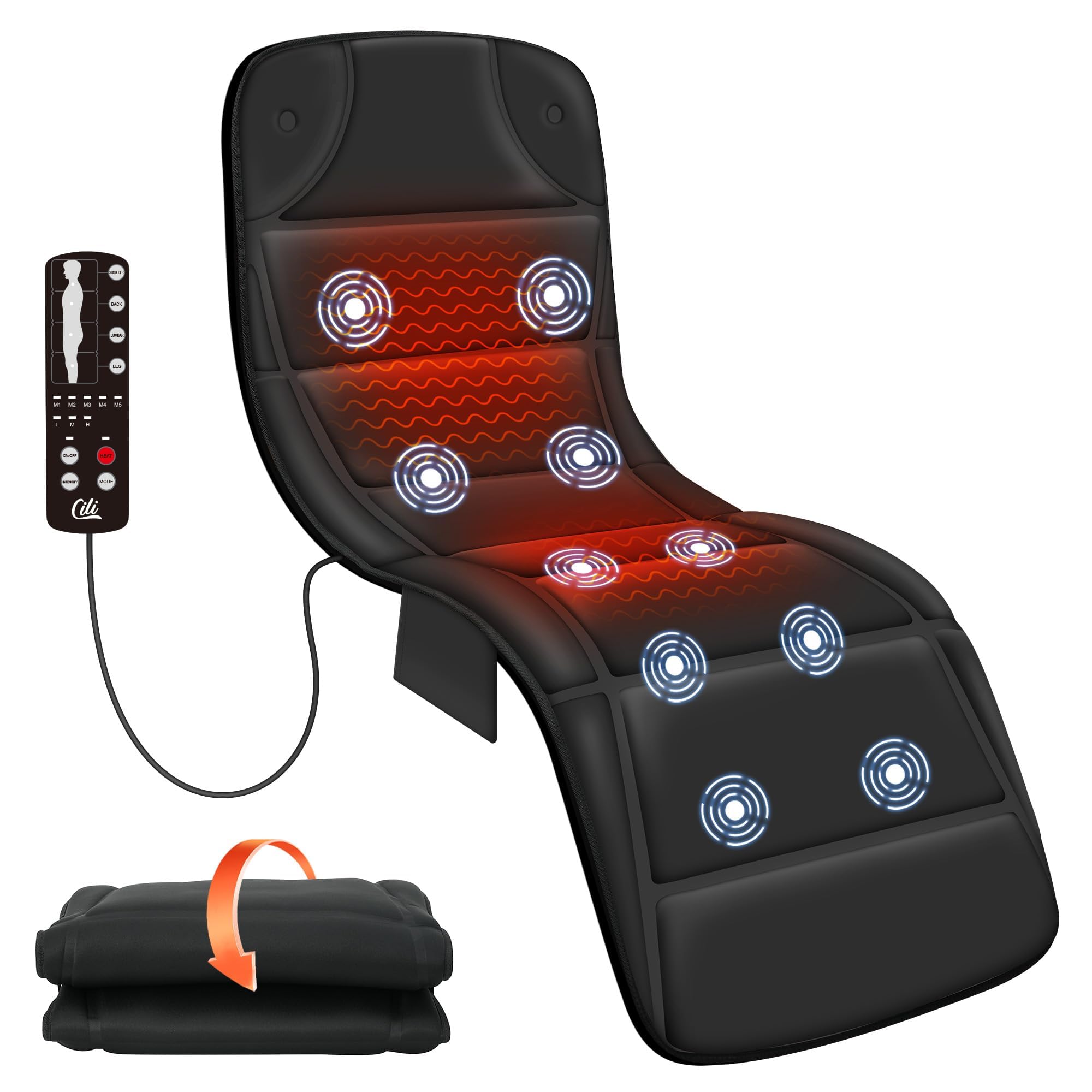 CILI Full Body Massage Mat with Heat, Upgrade Graphene Heating Vibration Back Massage Pad, Full Body Massager for Bed Chair Sofa, Massage Mattress Pad, Father‘s Day Gift for Dad