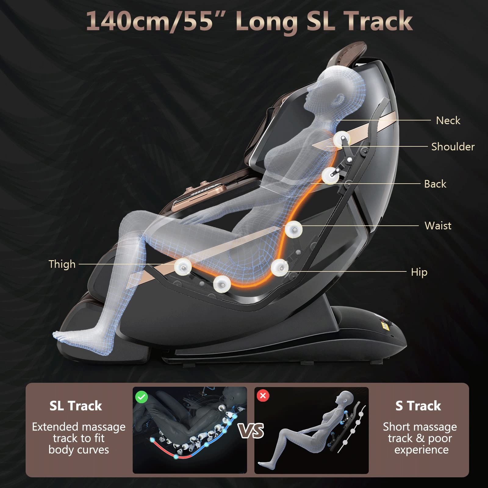 3D SL-Track Electric Full Body Zero Massage Chair w/Heat Roller