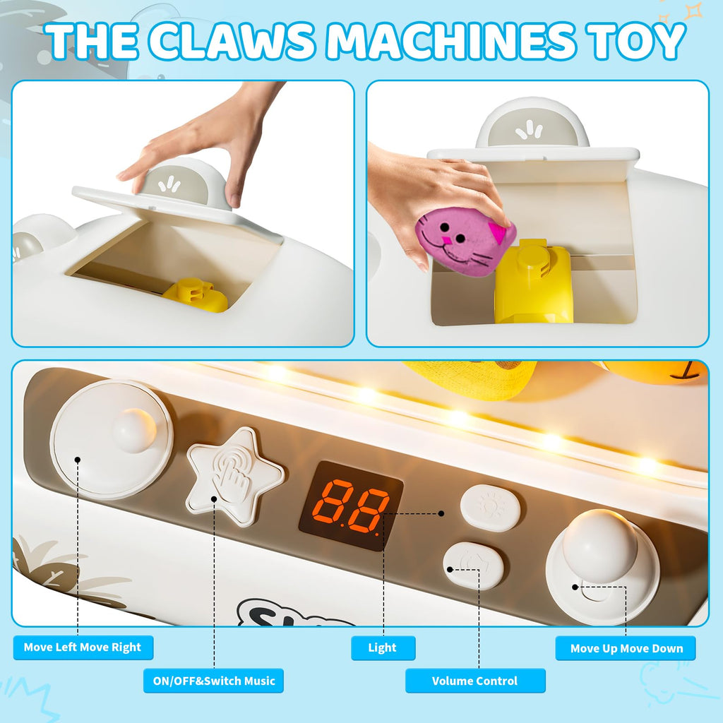 Skirfy Claws Machines for Kids Age 6+, Mini Vending Machines Girls Unicorns Toys with Sound & 20 Mini Plush Toys,Arcades Game Indoor Toy for Home Party Birthday