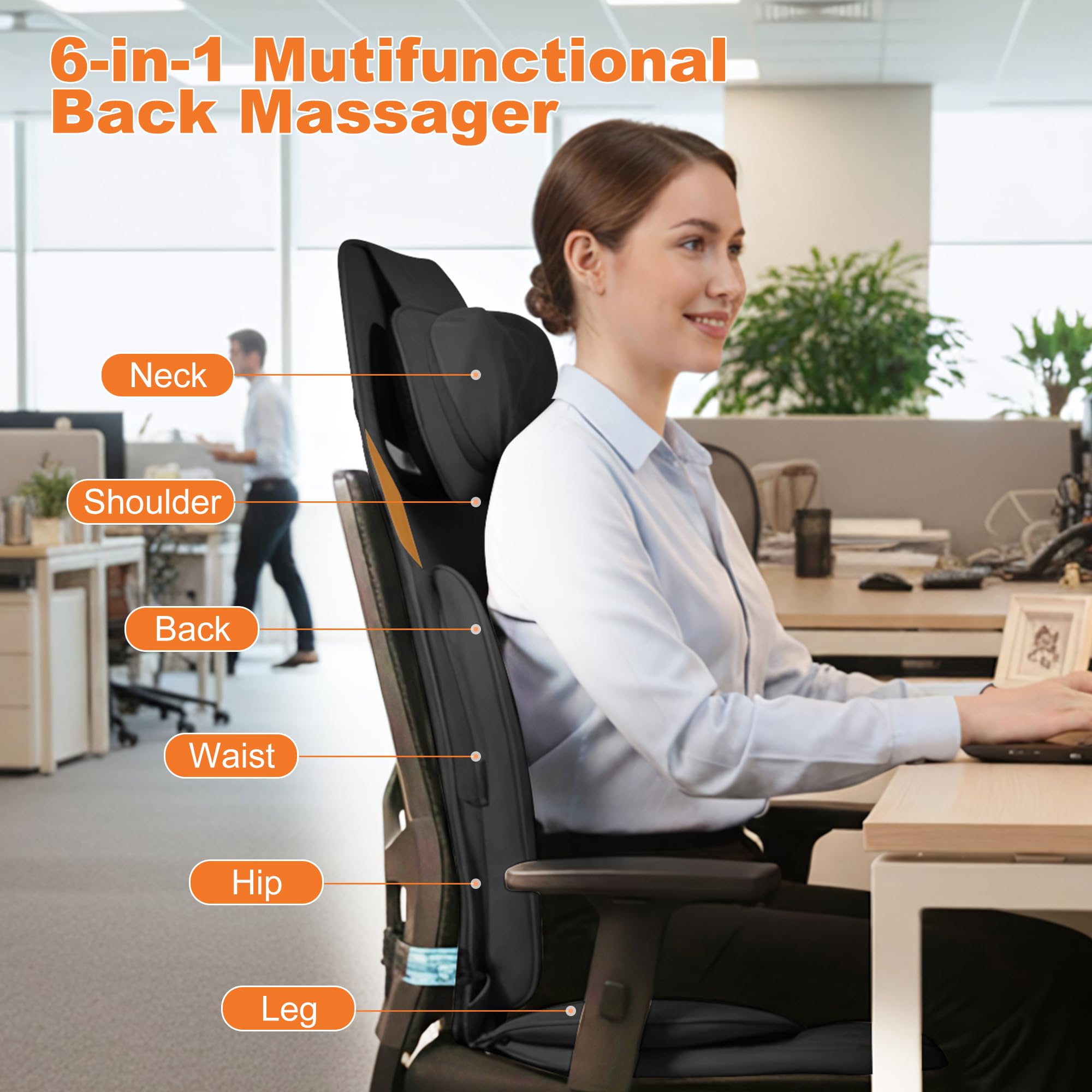 Shiatsu Neck and Shoulder Massager with Heat, Back Massager for Pain Relief Deep Tissue, 3D Kneading Massager for Chair Home Office Car, Gifts for Mom, Dad, Women (Black)