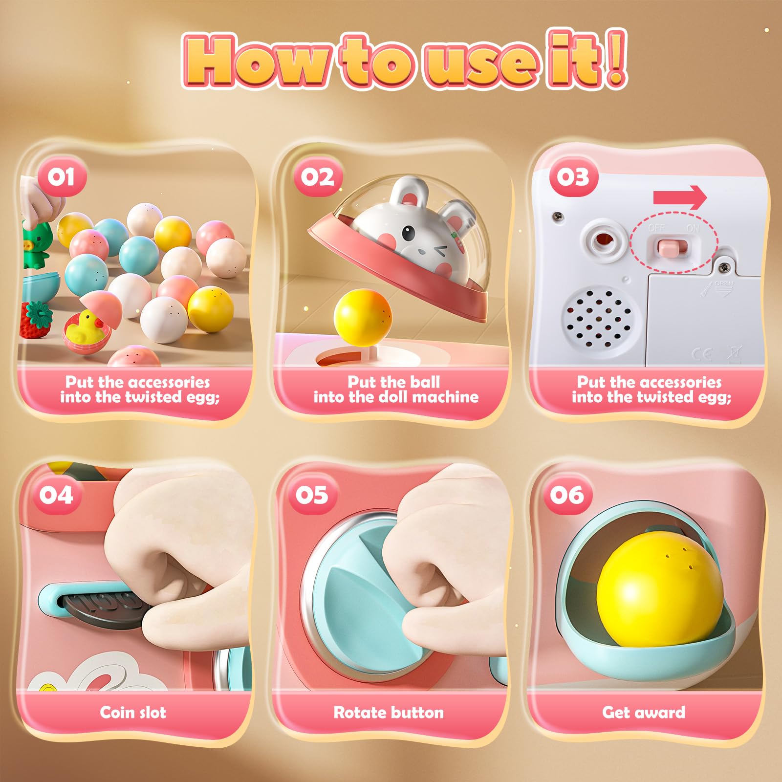 Skirfy Vending Machine Kids Toys 10 Empty Eggs Mini Vending Machine Erasers Operated Gumball Prize Machine Maker Game Claws Machine Easter Game Sensory Toys Dolls Gifts（Blue）