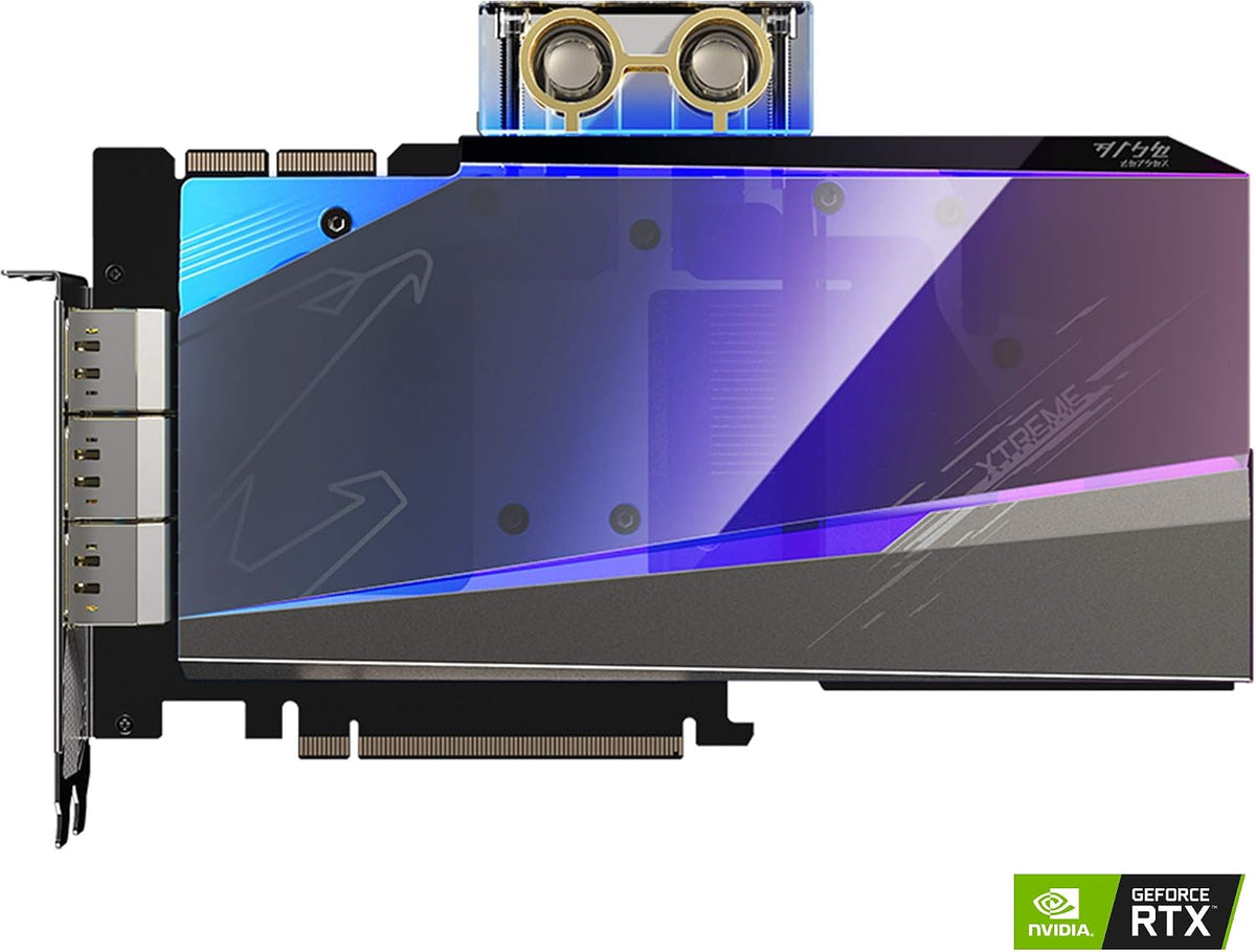 GIGABYTE AORUS GeForce RTX 3090 Xtreme WATERFORCE WB 24G Graphics Card, WATERFORCE Water Block Cooling System, 24GB 384-bit GDDR6X, GV-N3090AORUSX WB-24GD Video Card