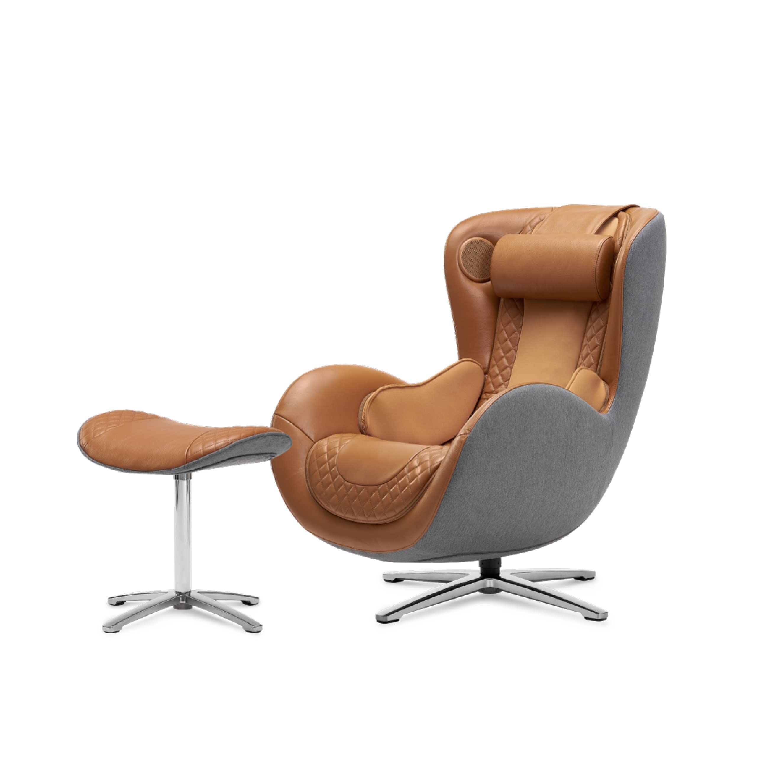 Nouhaus Classic Massage Chair with Ottoman – Caramel Leather Recliner with Percussive Shiatsu Massager, Built-in Speaker & Full Body Spot Massage – Ultimate Comfort for Home & Office