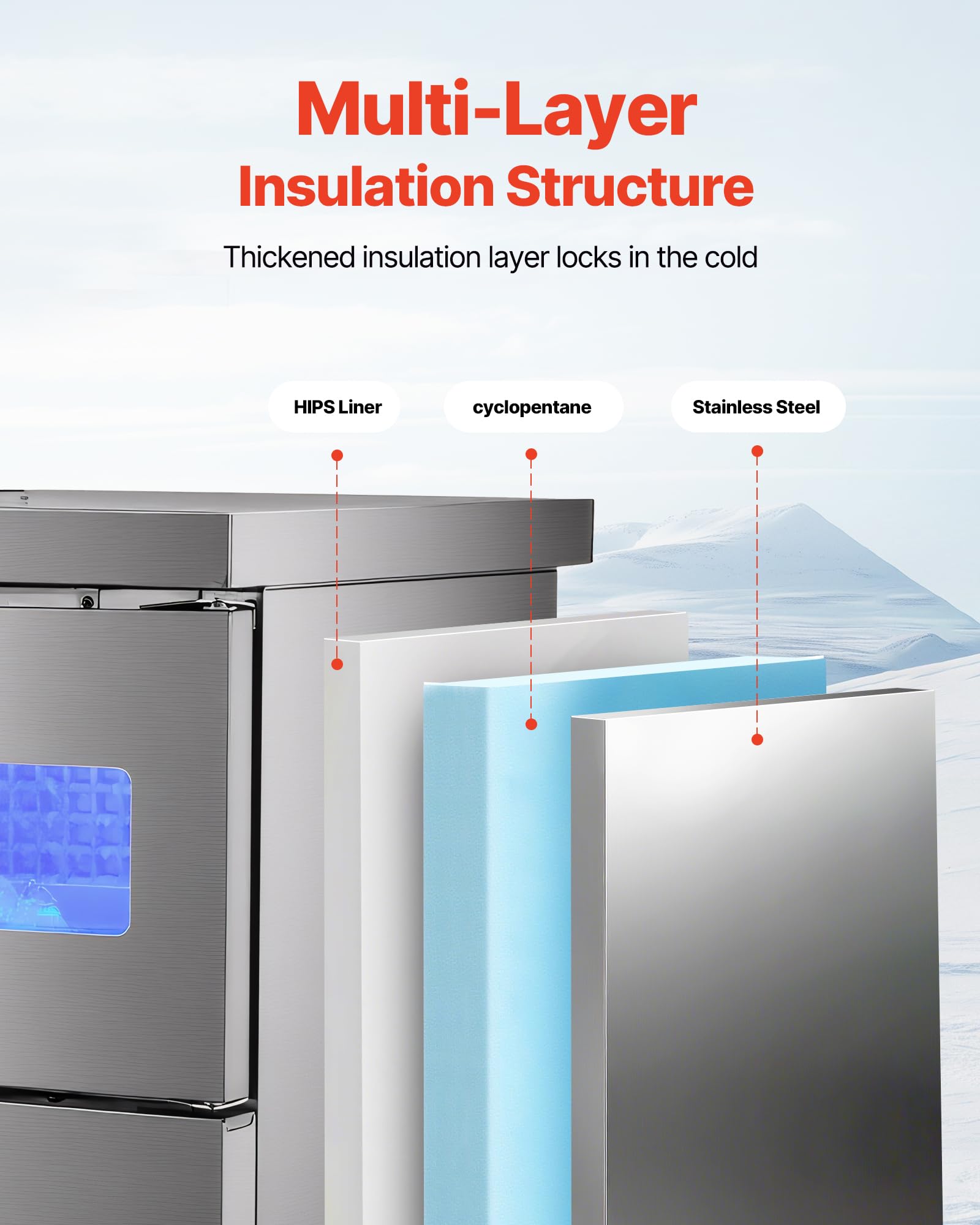 VEVOR Commercial Ice Maker Machine, 330 lbs/24H Stainless Steel Ice Machine with Worktop, 88 lbs Storage & 144 Cubes/Cycle, Self-Cleaning Freestanding Ice-Making for Home Bar Office Restaurant Kitchen
