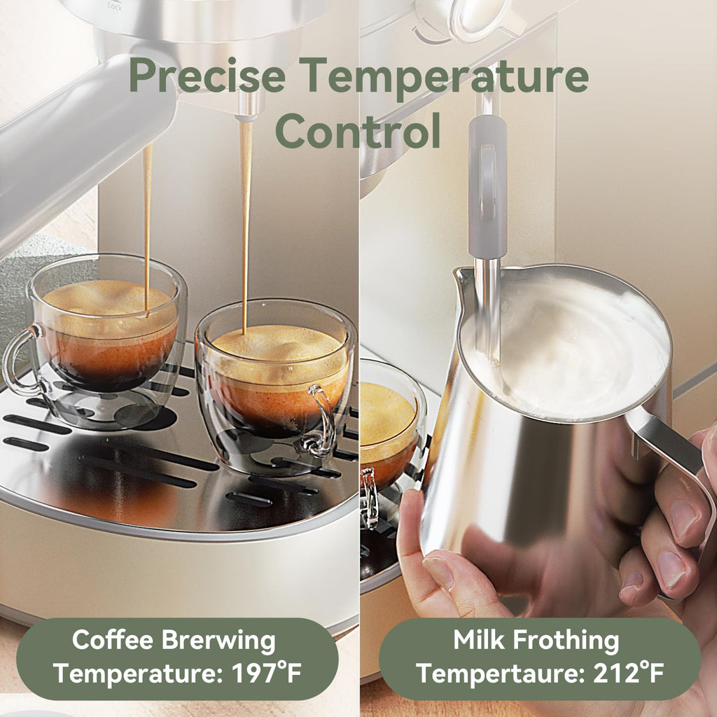 Gevi Commercial Espresso and Coffee Makers, Professional 20 Bar Espresso Maker with Milk Frother, Stainless Steel Expresso Coffee Machines for Home, Compact Cappuccino Machine, Great Gift