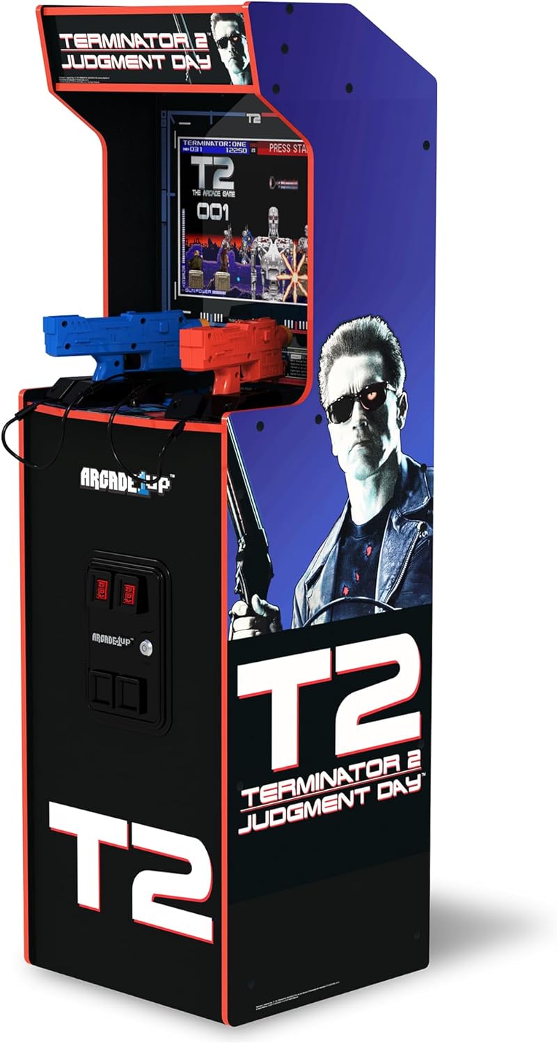 Arcade1Up Terminator 2 Deluxe Arcade Machine with Real-Feel Arcade Guns, 17" BOE Color Monitor, Dual Speakers and Wi-Fi Online Leaderboards, 5' Tall