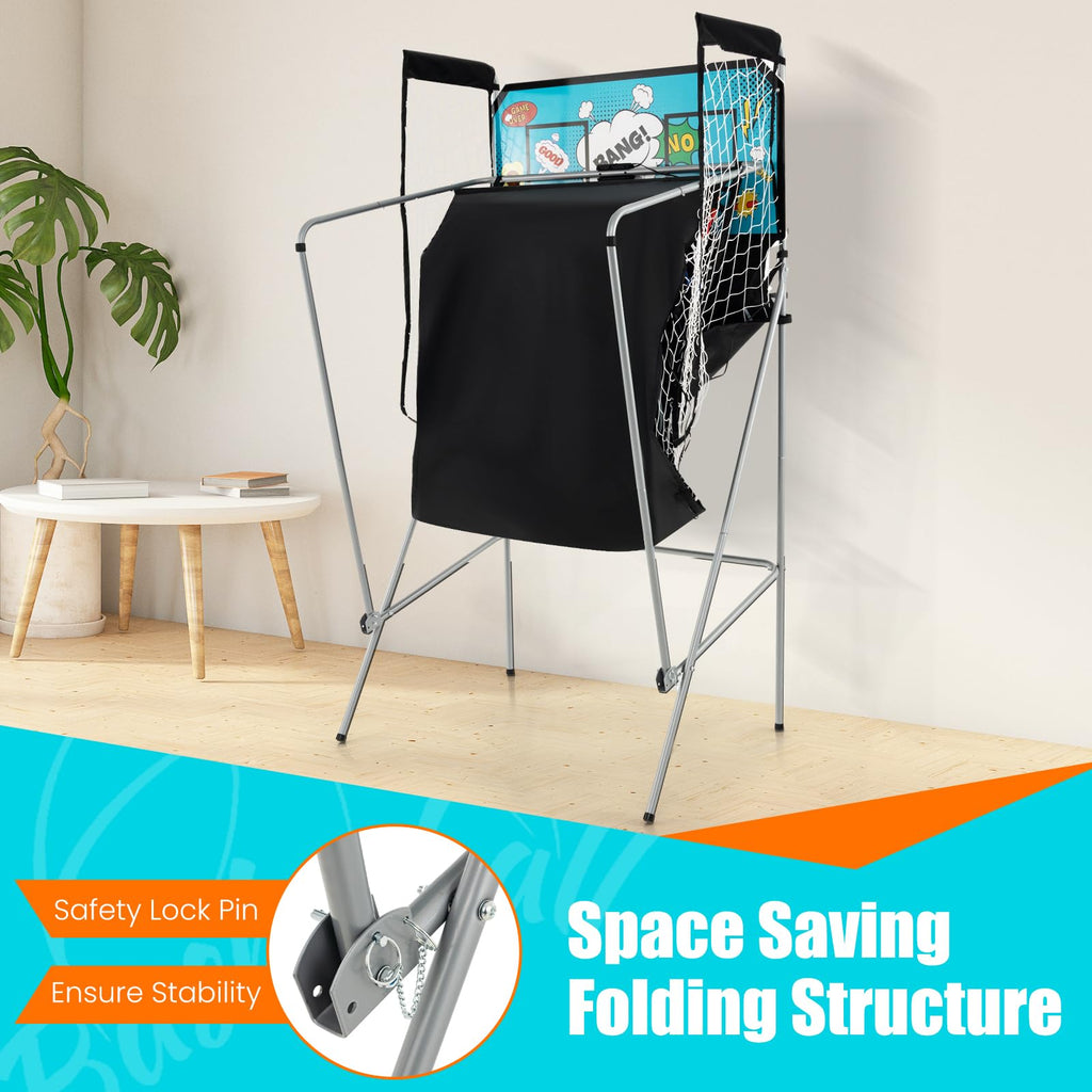 Giantex Foldable Basketball Arcade Game, 8 Game Options, Electronic Double Shot 2 Player w/ 4 Balls and LED Scoring System, Indoor Basketball Game for Kids, Adults