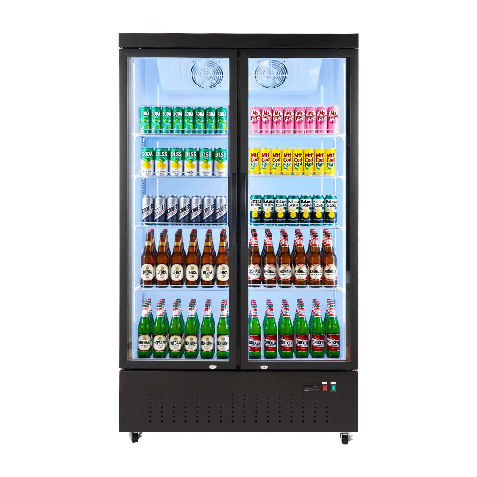 VEVOR Commercial Merchandiser Refrigerator, 6.9 Cu.Ft / 195L Glass Door Display Refrigerator, Upright Beverage Cooler Fridge with 4 Adjustable Shelves, Soft LED Light & Casters for Homes Shops Bars