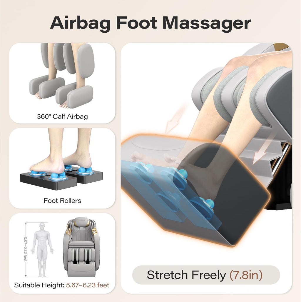 TLIFE Massage Chair Full Body, 160°Zero Gravity Recliner with Body Scan, 50" SL-Track Shiatsu Massage Chair, Fixed Point Massage, Foot Rollers, 12 Auto Modes, Deep Yoga Stretch, Heating, Black