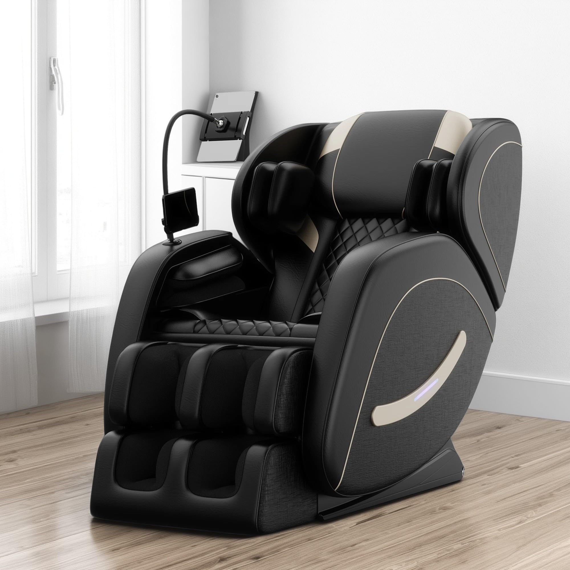 GDFStudio Full Body Massage Chair Recliner with Zero Gravity, Air Pressure Massage, Heat Therapy, Foot Rollers, Bluetooth, for Home/Office Use, Ideal Wellness Gift, Blue A