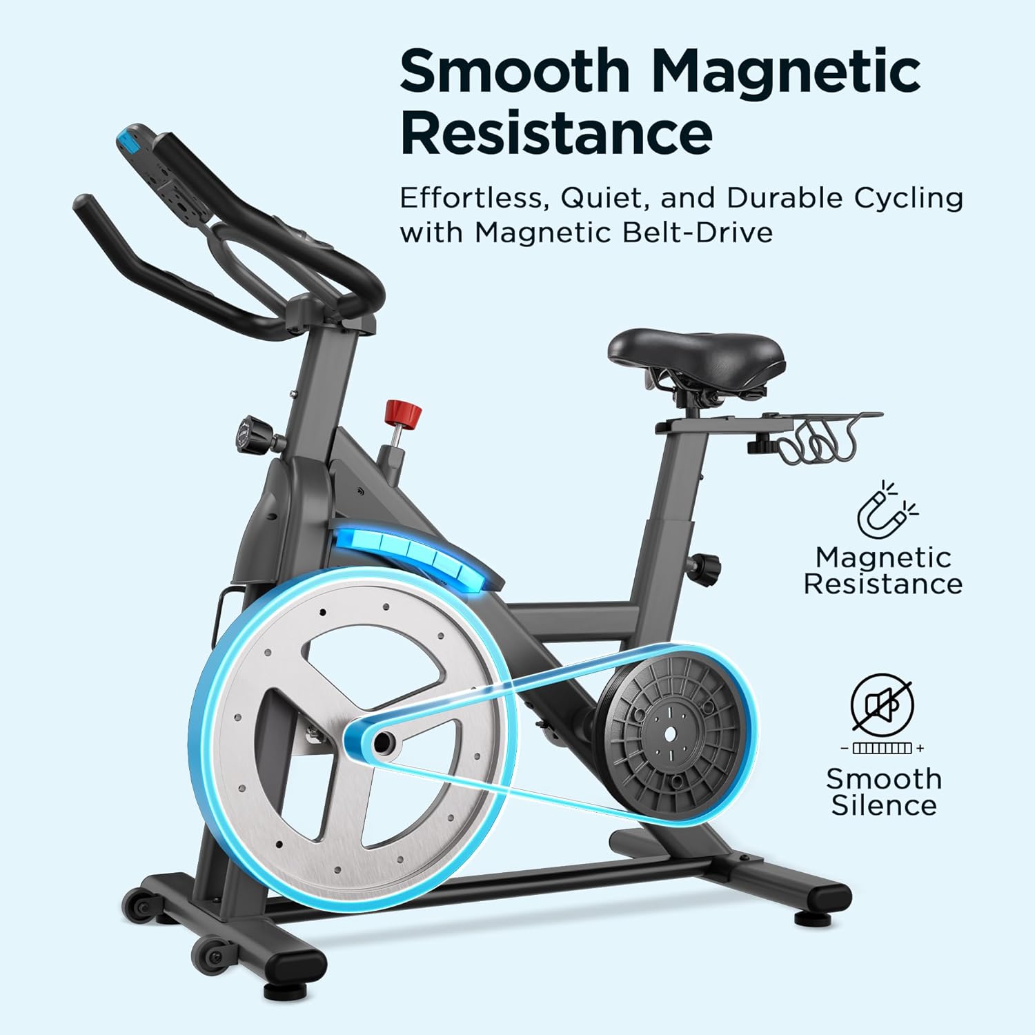 JLL Magnetic Exercise Bike - Indoor Stationary Cycling Bike with SunnyFit App, Comfortable Seat, Indoor Cycling Bike for Home Gym
