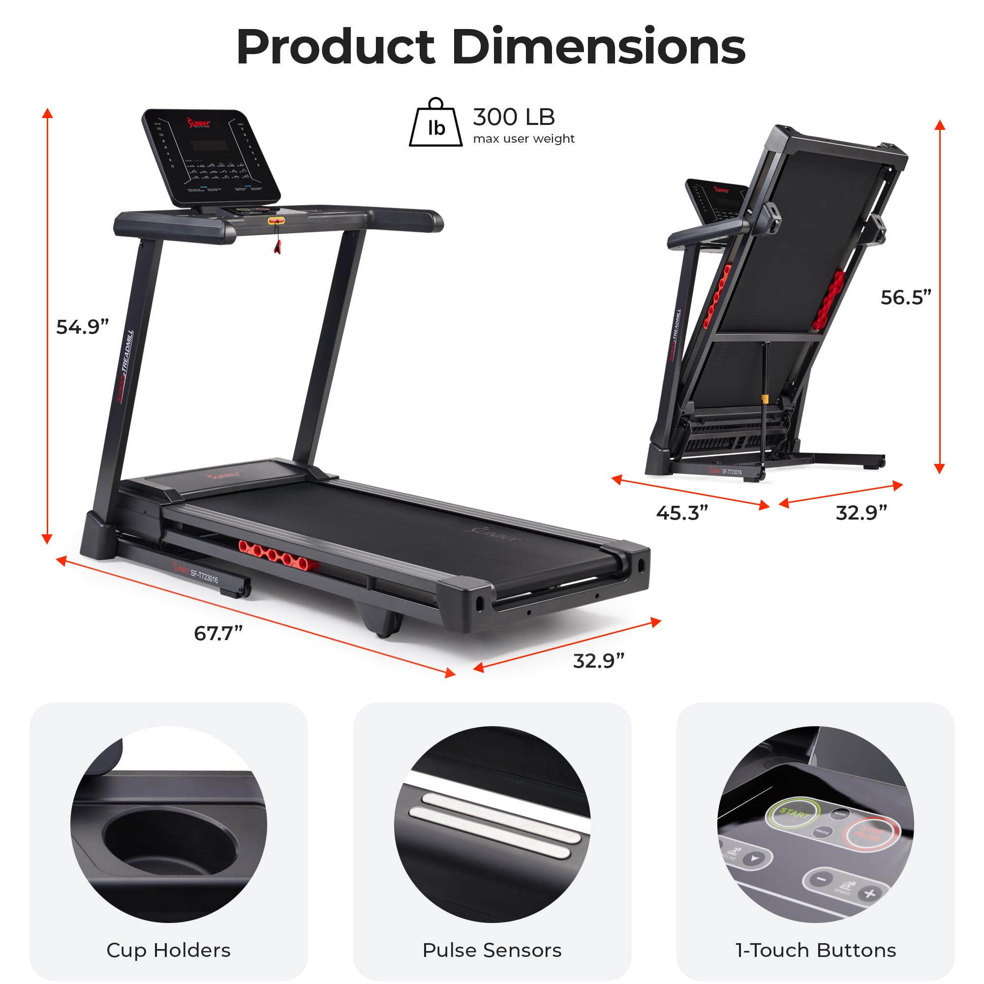 Sunny Health & Fitness Treadmill Elite Smart Auto Incline for Home Use, Wide Running and Walking Deck, Flex Shock Suspension with 300 LB Weight Capacity Bluetooth SunnyFit App