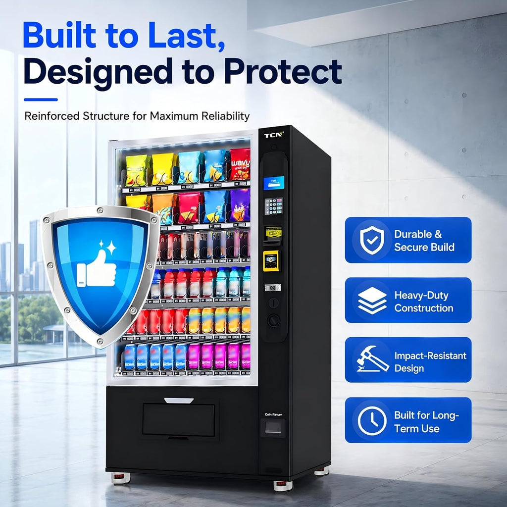 Combo Vending Machine with Card Reader, Snack & Drink Vending Machine for Business, 60 Selections 300 Capacity, Cashless Payment, Smart Vending Machine Commercial Use